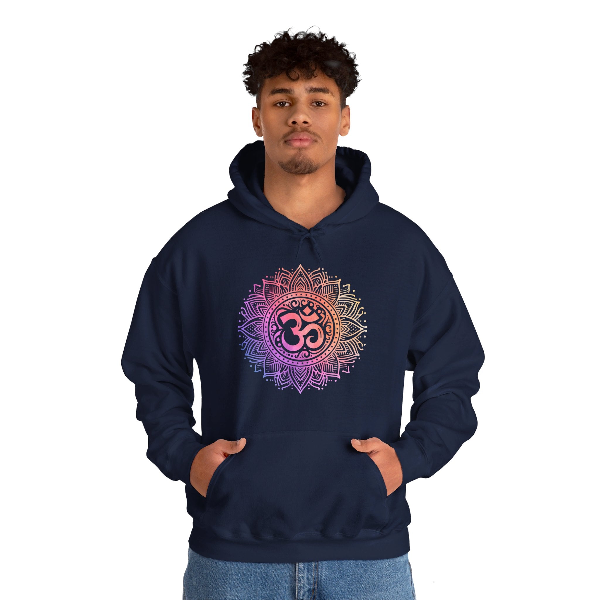 Sri Ohm Mandala Hoodie Om Yoga Meditation Spiritual Shirt Sacred Geometry Boho Unisex Hooded Flleece Sweatshirt