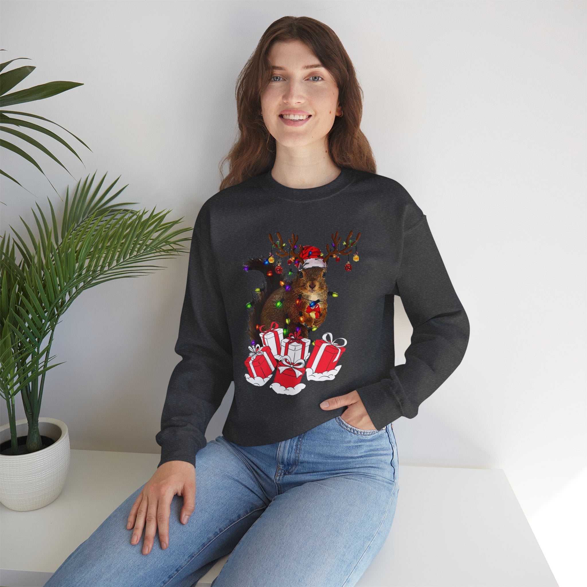 Christmas Squirrel Lights Sweatshirt, Christmas Sweatshirt, Funny Christmas Sweat, Christmas Gift Sweater, Holiday Crewneck