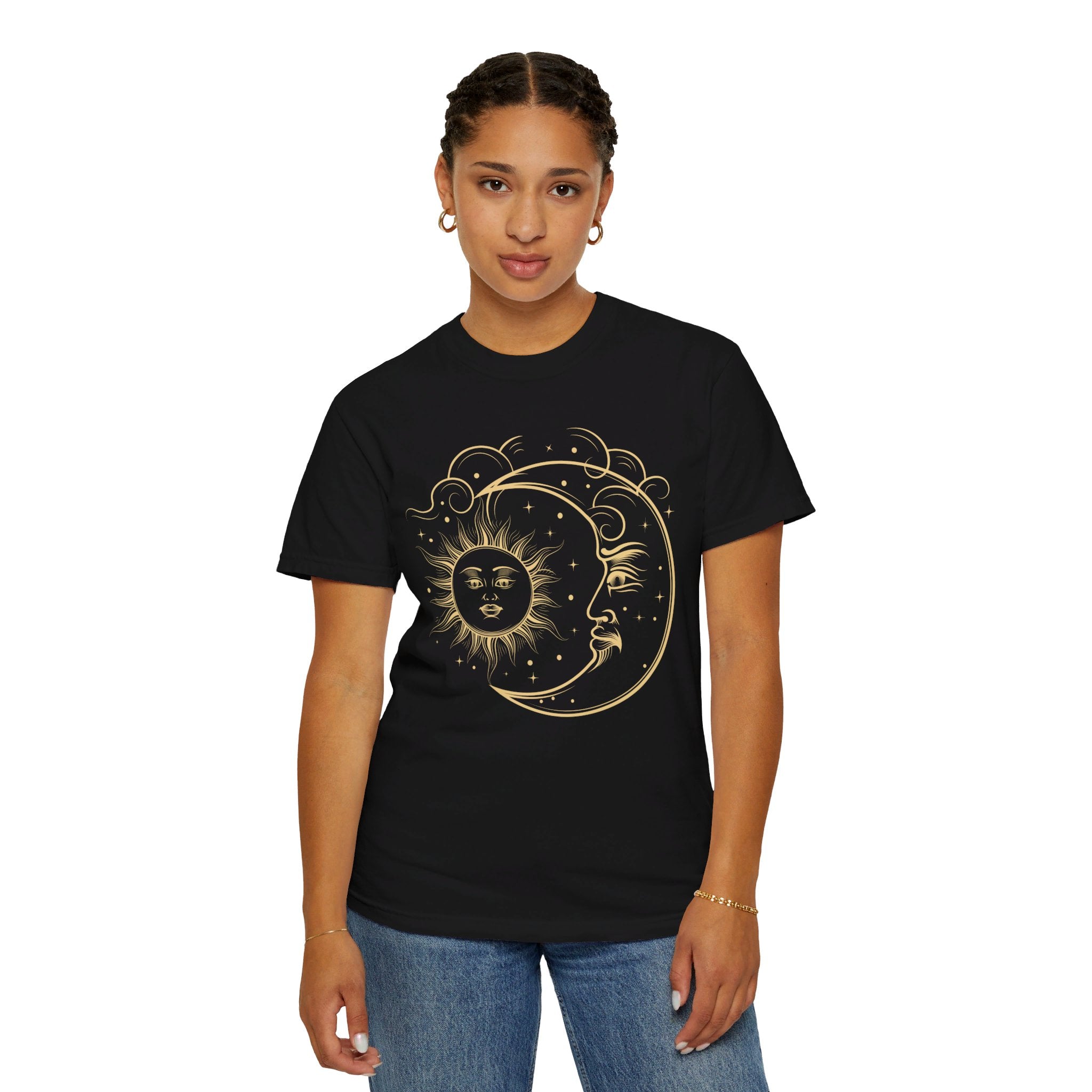 Celestial Sun Moon Shirt, Mystical Sun Moon T shirt, Boho Vintage Feel Celestial Sun Moon Shirt, Moon Phases Gift, Boho Sun Shirt