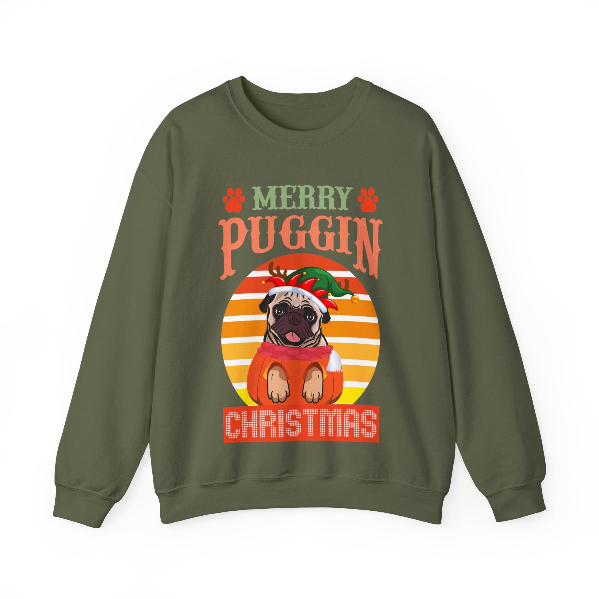 Pug Christmas Sweatshirt, Dog Lover Gift, Holiday Sweaters, Christmas Pugs Shirt, Pug In Santa Hat, Dog Mom Shirt, Santa Pug Shirt