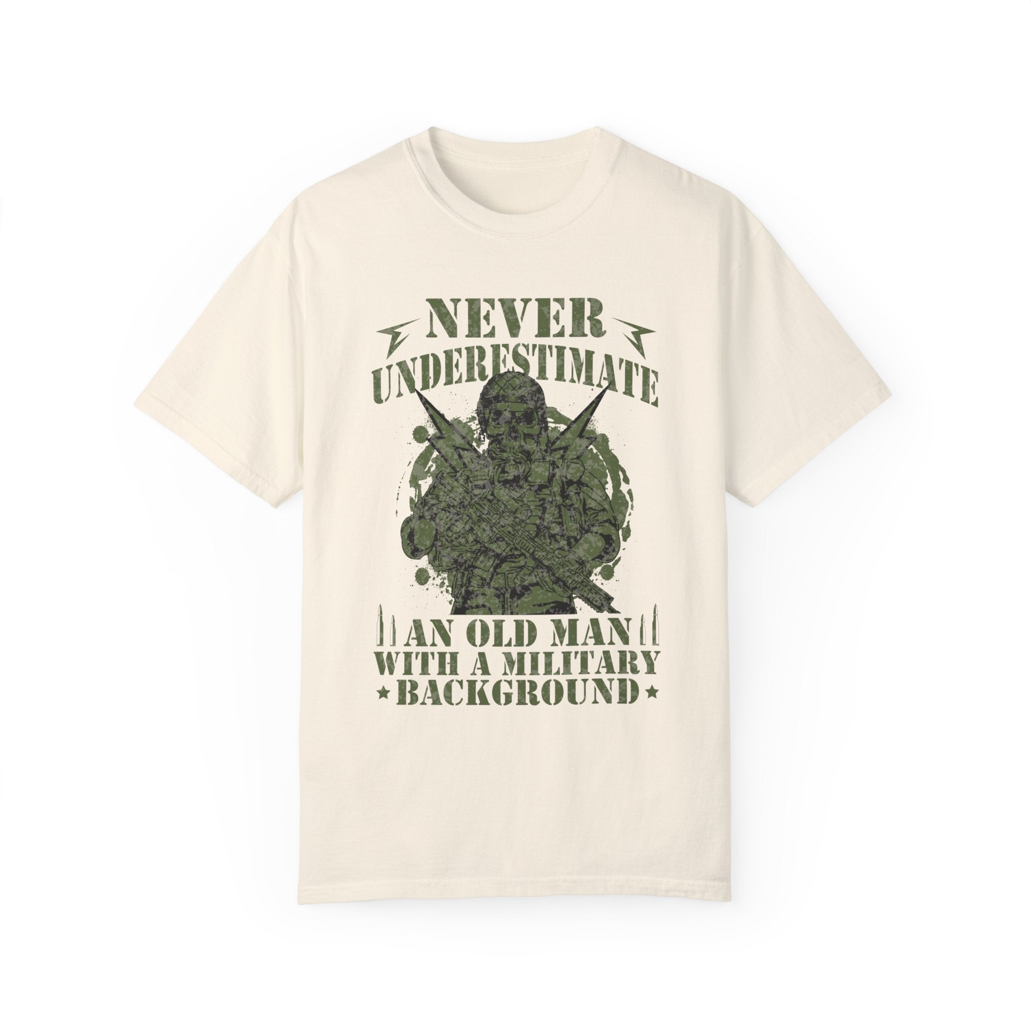 Never Underestimate An Old Man With A Military Background Shirt, American Flag Tee, US Veteran Shirt, Veterans Day Shirt, 4th of July Shirt