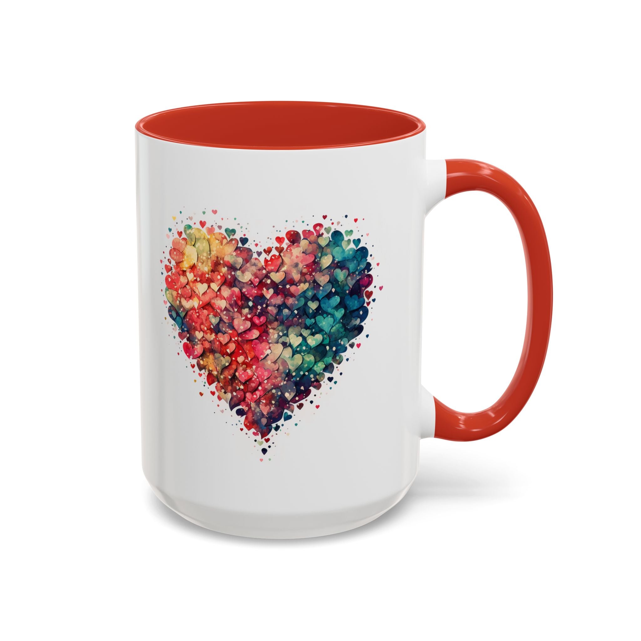 Watercolor Heart Coffee Mug, Heart Mug, Two-Tone Coffee Mugs, 11oz & 15oz Mug, Watercolor Heart Mug