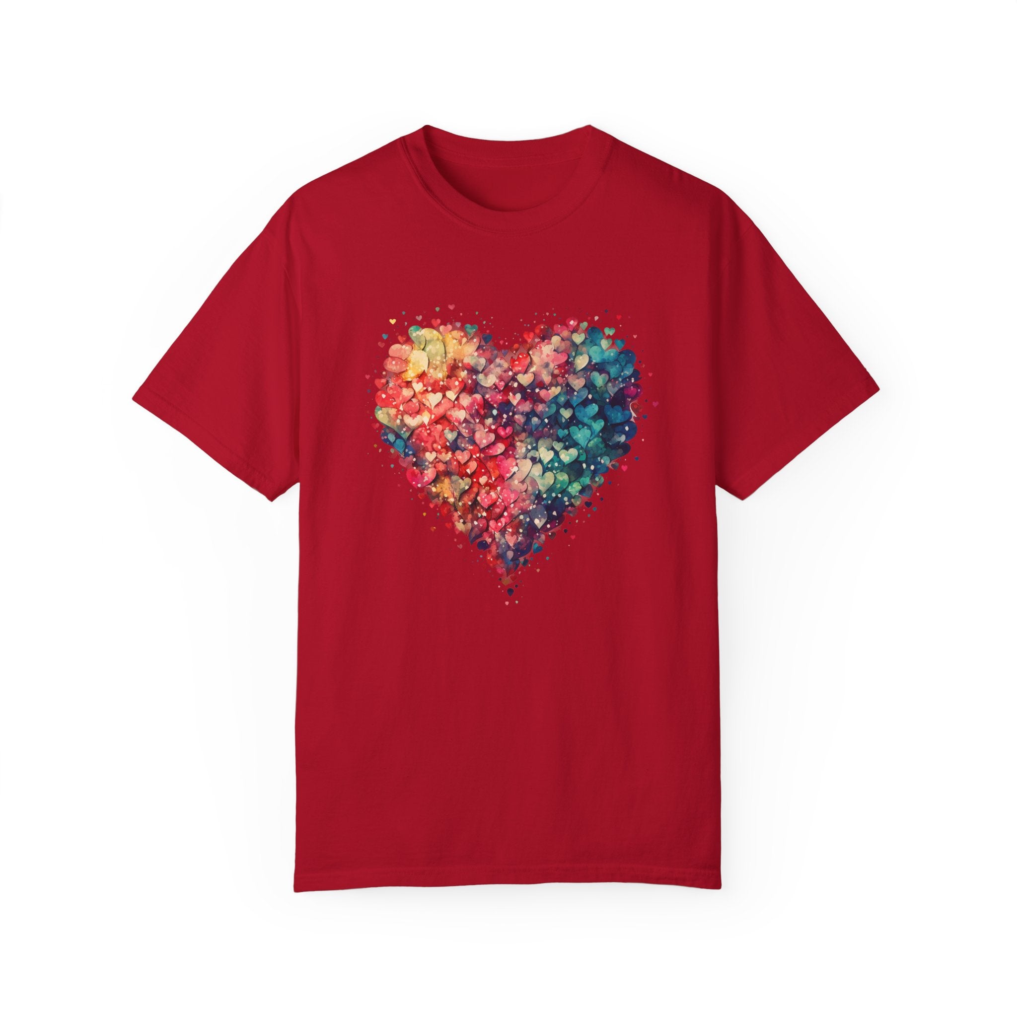 Valentines Watercolor Hearts Shirt, Comfort Color Valentines Day Shirt, Womens Valentines Day Gift, Cute Heart Valentines Love Shirt