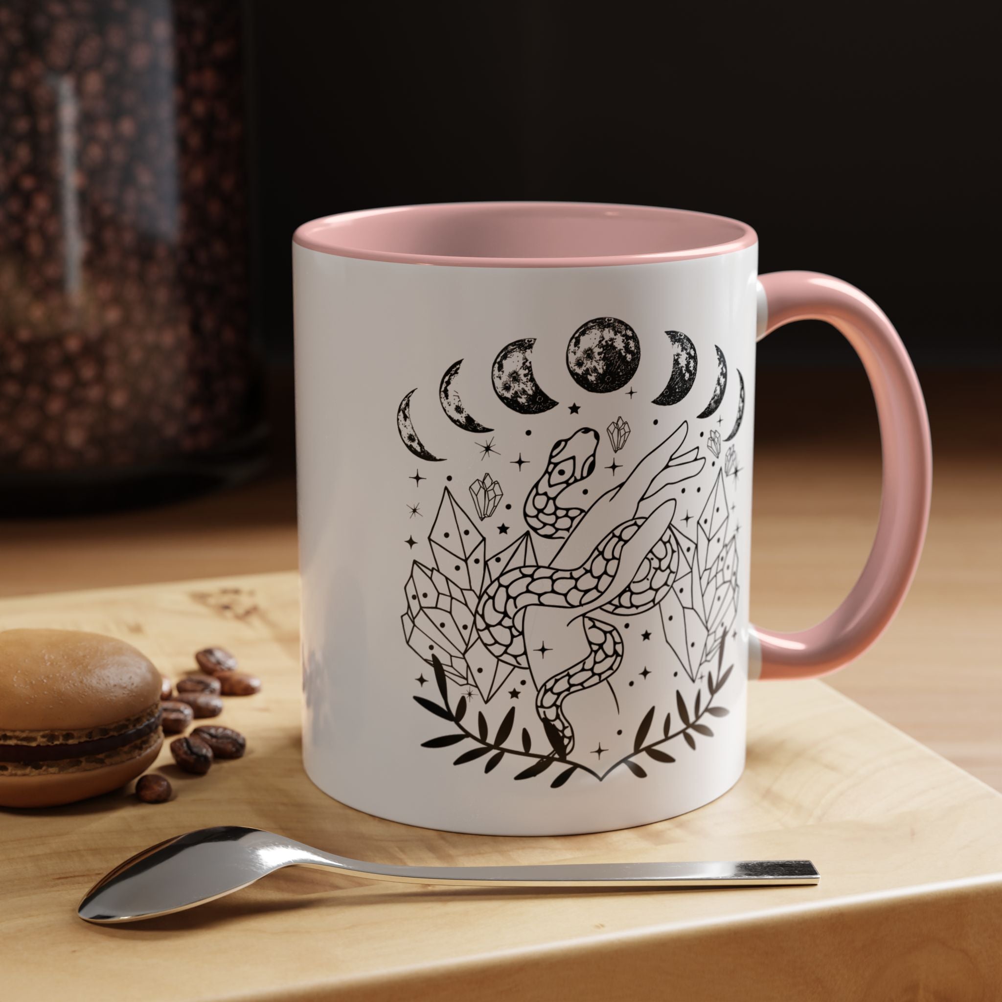 Celestial Snake Coffee Mug, Moon Phase Snake Mug, Coffee Mug, Unique Mystic Coffee Cup