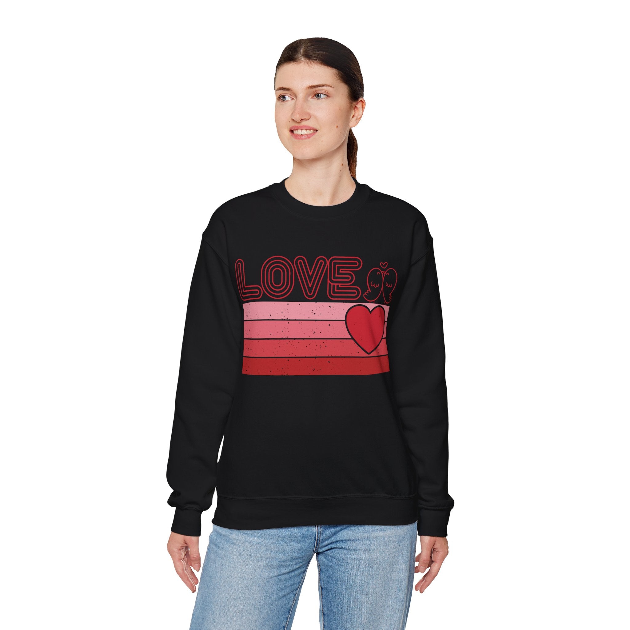 Retro Love Valentines Day Sweatshirt, Valentines Day Shirts For Woman, Heart Shirt, Cute Valentine Shirt, Valentines Day Gift, Valentines Gift
