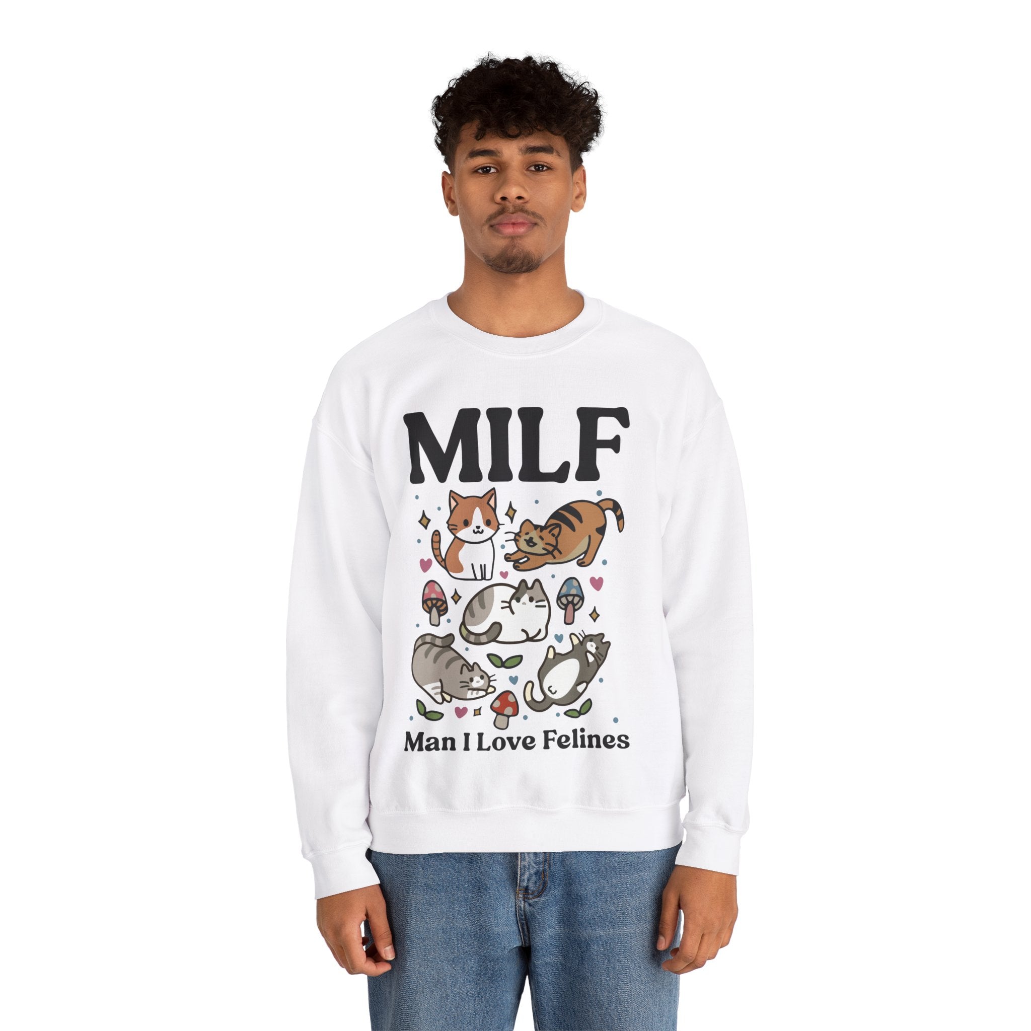 MILF Funny Sweatshirt, Man I Love Felines, Cat Lover Gift, Cat Lover Shirt, Cat Person Gifts, Cat Person Shirt, Mom Shirt Gift, Retro Cat Sweater