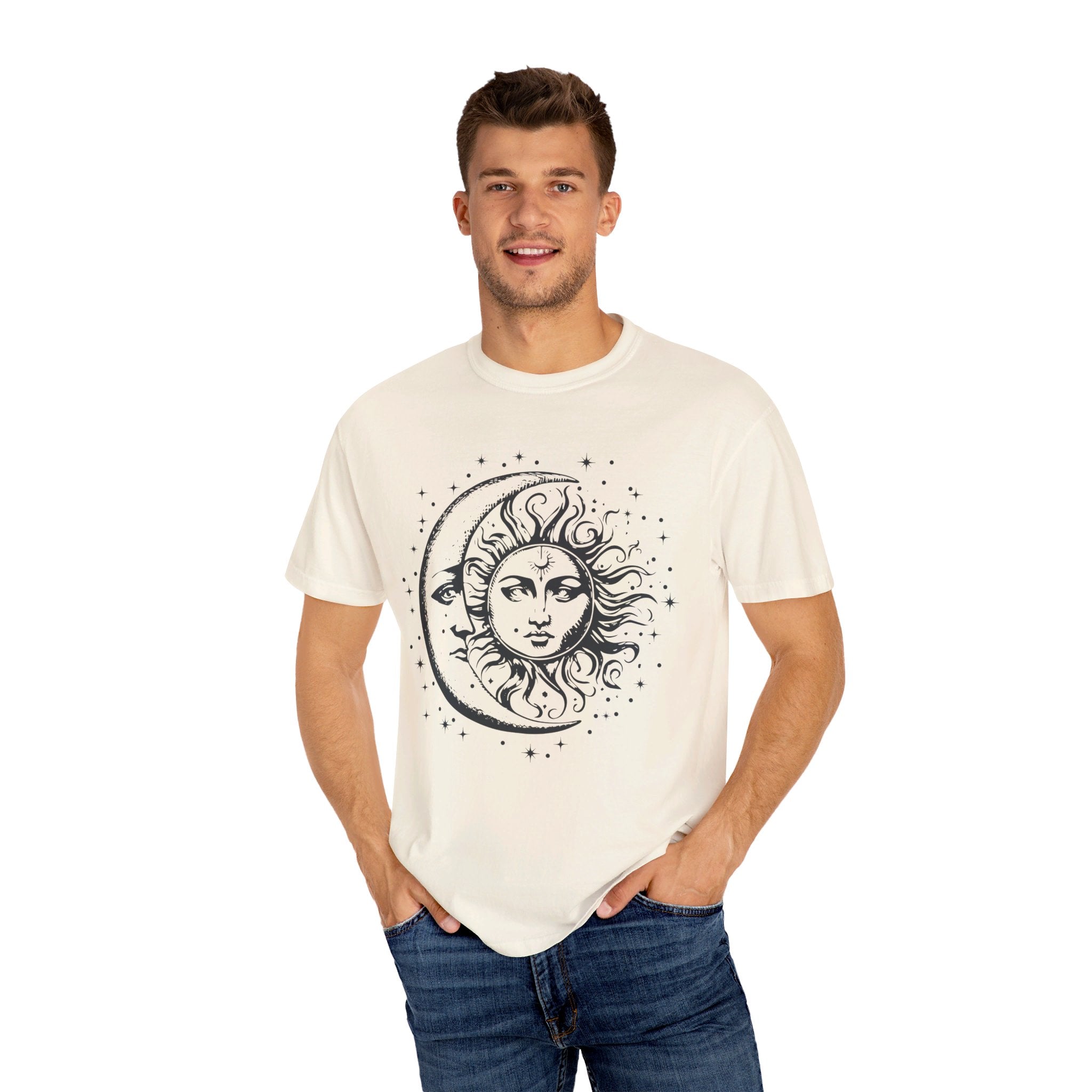 Celestial Shirt, Moon Phase T-shirt, Boho Mystical Moon And Sun Tee, Boho Moon Outfit, Spiritual Moon Unisex Clothing Gifts