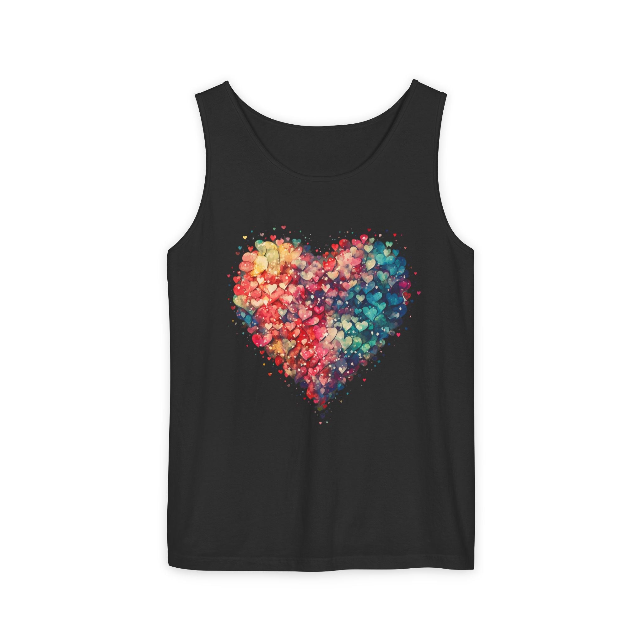 Watercolor Hearts Tank Top, Colorful Heart Shirt, Cute Heart Valentines Love Tank Top, Beautiful Watercolor Heart, Hearts Layered Design, Hearts Tank