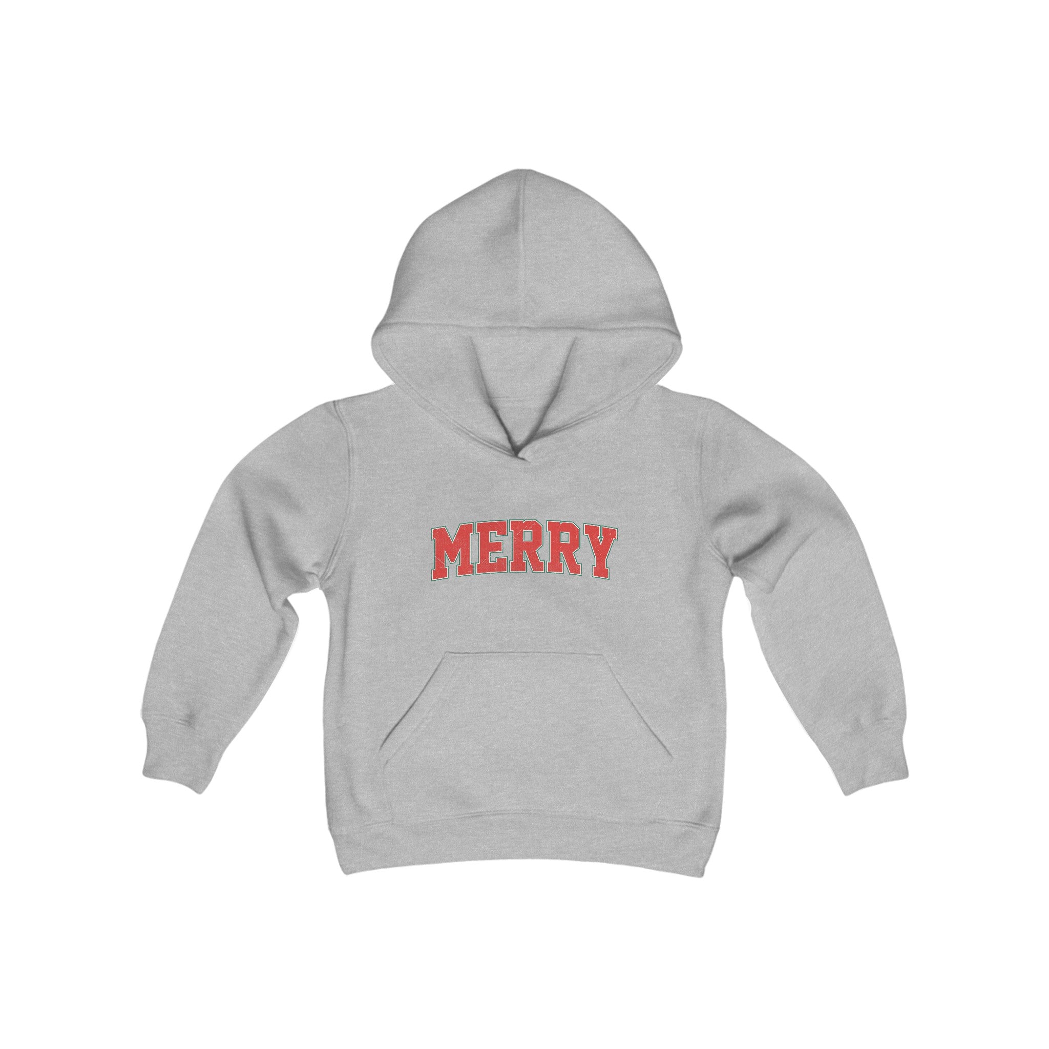 Youth Merry Christmas Hoodie, Kids Merry Hoodie, Matching Family Group Holiday Sweaters for Boys or Girls