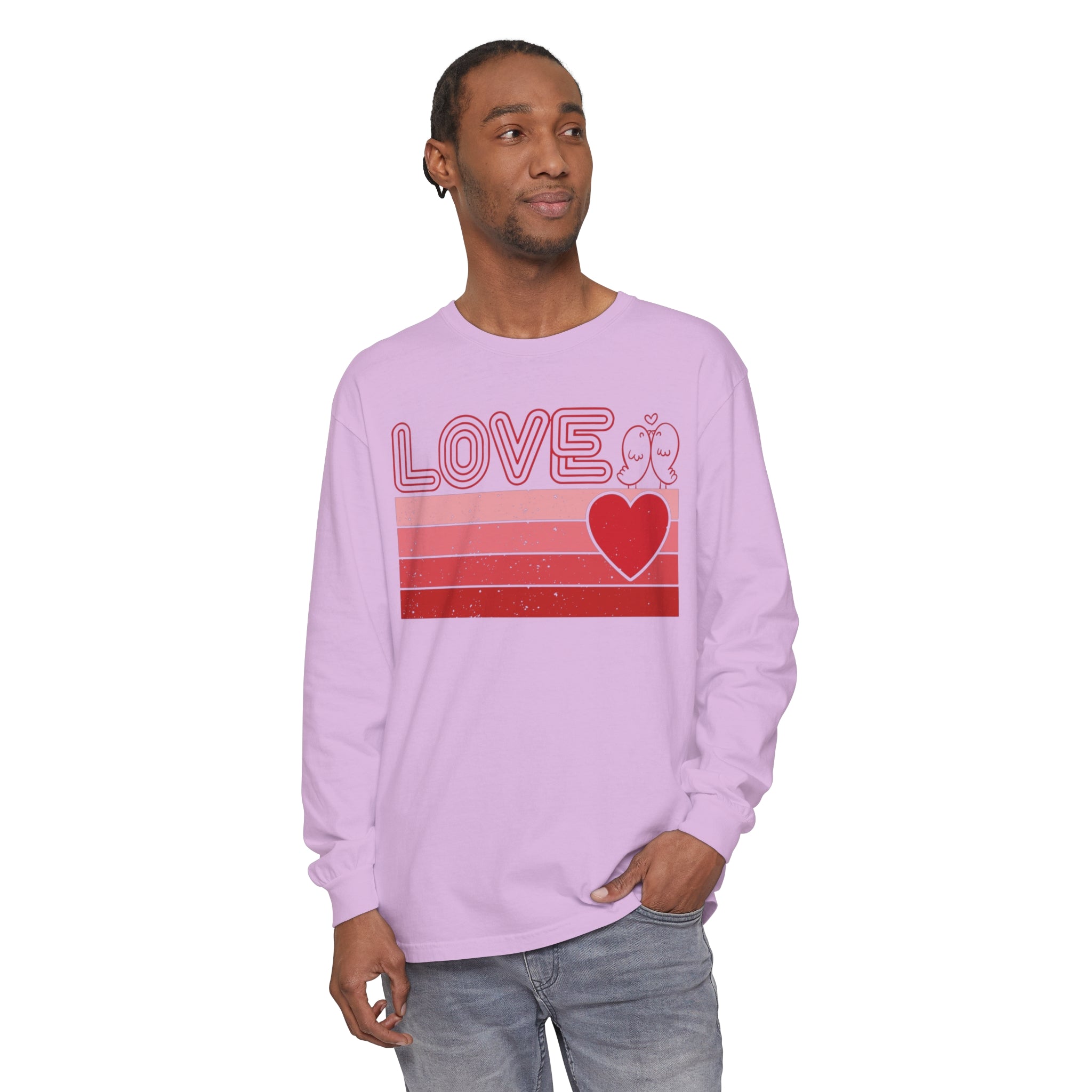 Retro Love Valentines Day Long Sleeve T-Shirt, Valentines Day Shirts For Woman, Heart Shirt, Cute Valentine Shirt, Valentines Day Gift, Valentines Gift