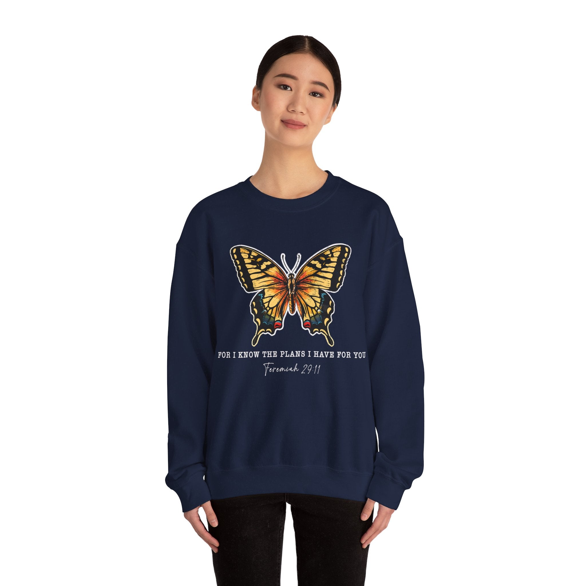 Butterfly Bible Verse Sweatshirt, Religious Shirt, Inspirational Quotes, Christian Shirt, For I Know The Plans I Have For You, Positive Sayings