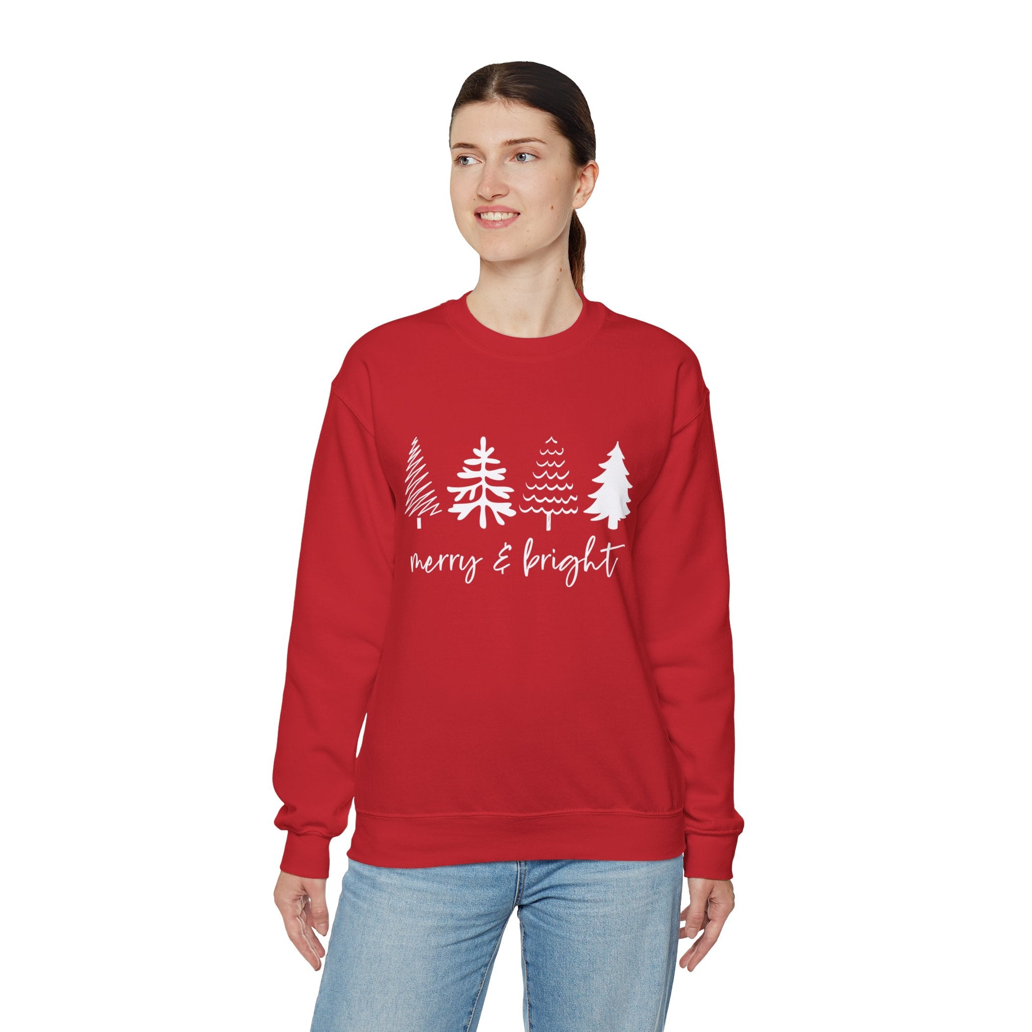 Merry & Bright Christmas Trees Sweatshirt, Merry and Bright Trees, Christmas Sweatshirt, Holiday Sweater, Womens Holiday Sweatshirt, Christmas Shirt, Winter Shirt