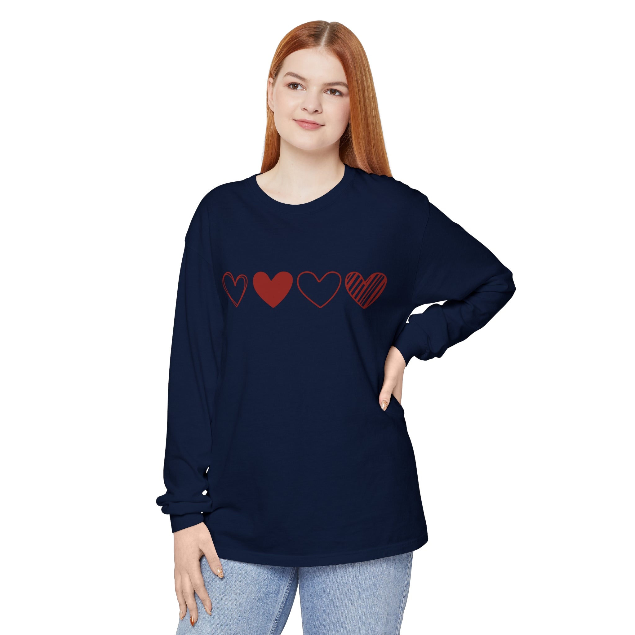 Heart Long Sleeve T-Shirt, Valentines Day Sweatshirt, Couple Gift Long Sleeve Shirt, Valentines Day Shirt, Heart Gift for Women, Valentine