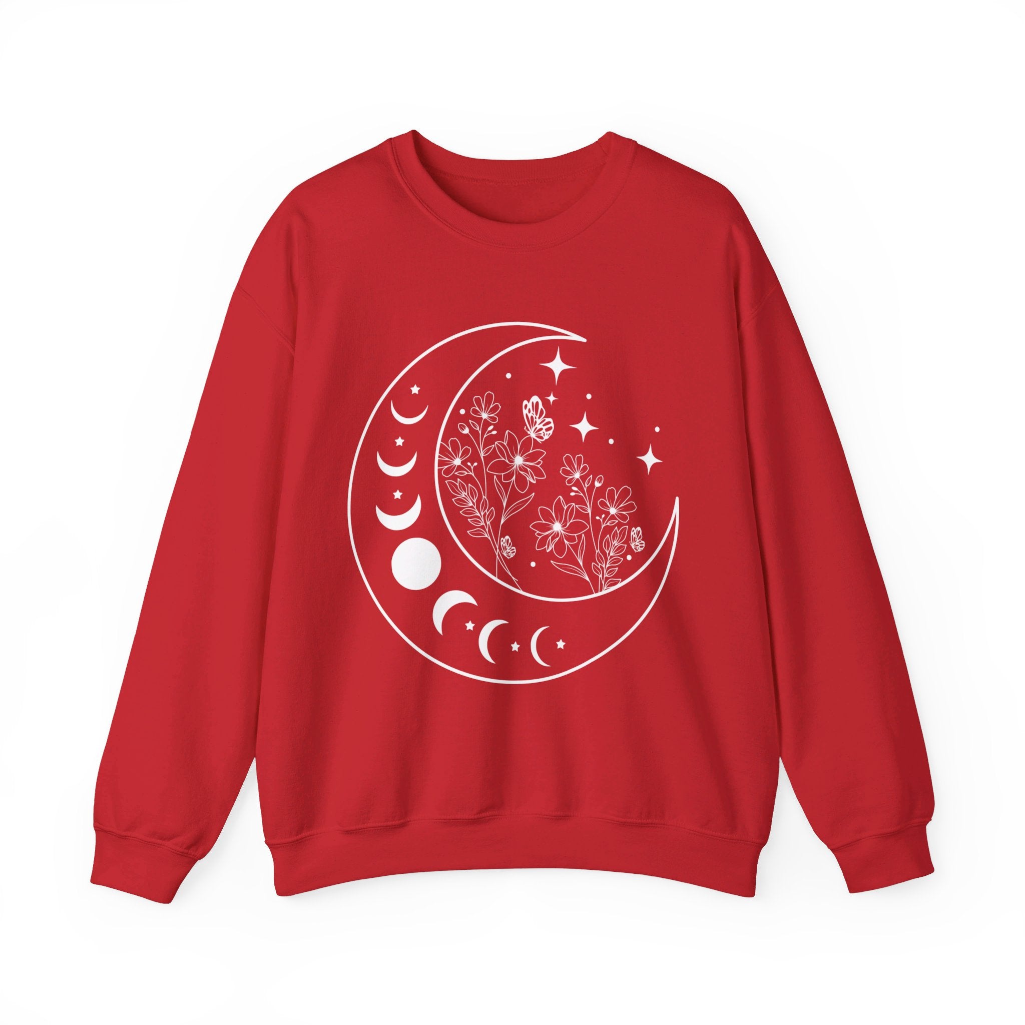 Celestial Moon Sweatshirt, Floral Moon Shirt, Mystical Moon Phase Shirt, Astrology Shirt, Boho Moon Phase Sweatshirt, Trendy Shirts