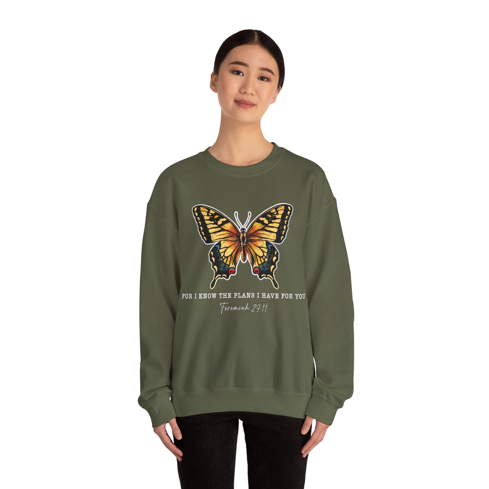 Butterfly Bible Verse Sweatshirt, Religious Shirt, Inspirational Quotes, Christian Shirt, For I Know The Plans I Have For You, Positive Sayings