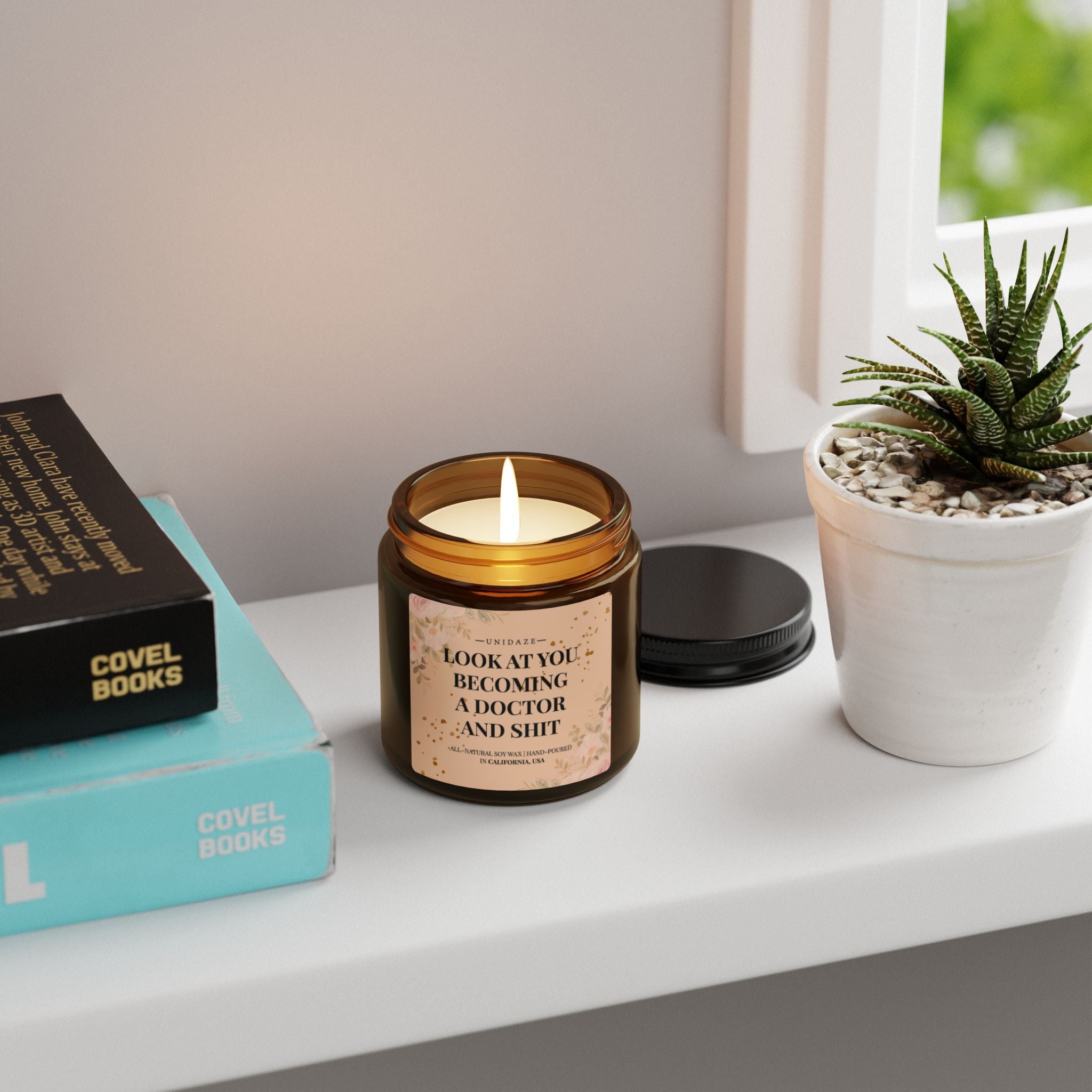 UNIDAZE Look At You Becoming A Doctor Gift Box, Funny Doctorate Graduation Gift, Doctoral Student Modern Candle Gift, PHD Degree Medical School Gift Printify Assembled in the USA Assembled in USA candles Decor graduation candle Home & Living Home Decor Made in the USA Made in USA