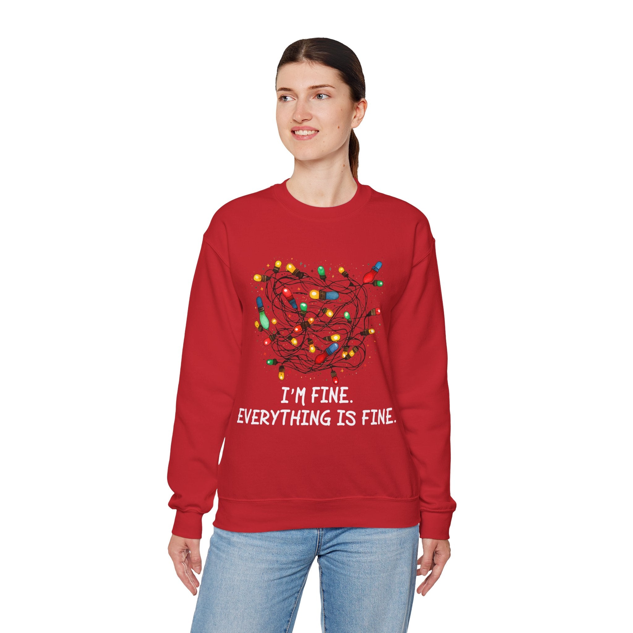 I'm Fine Everything Is Fine Sweatshirt, Christmas Sweatshirt, Sweatshirts Women, Christmas Sweatshirt Women, Christmas Lights Sweatshirt