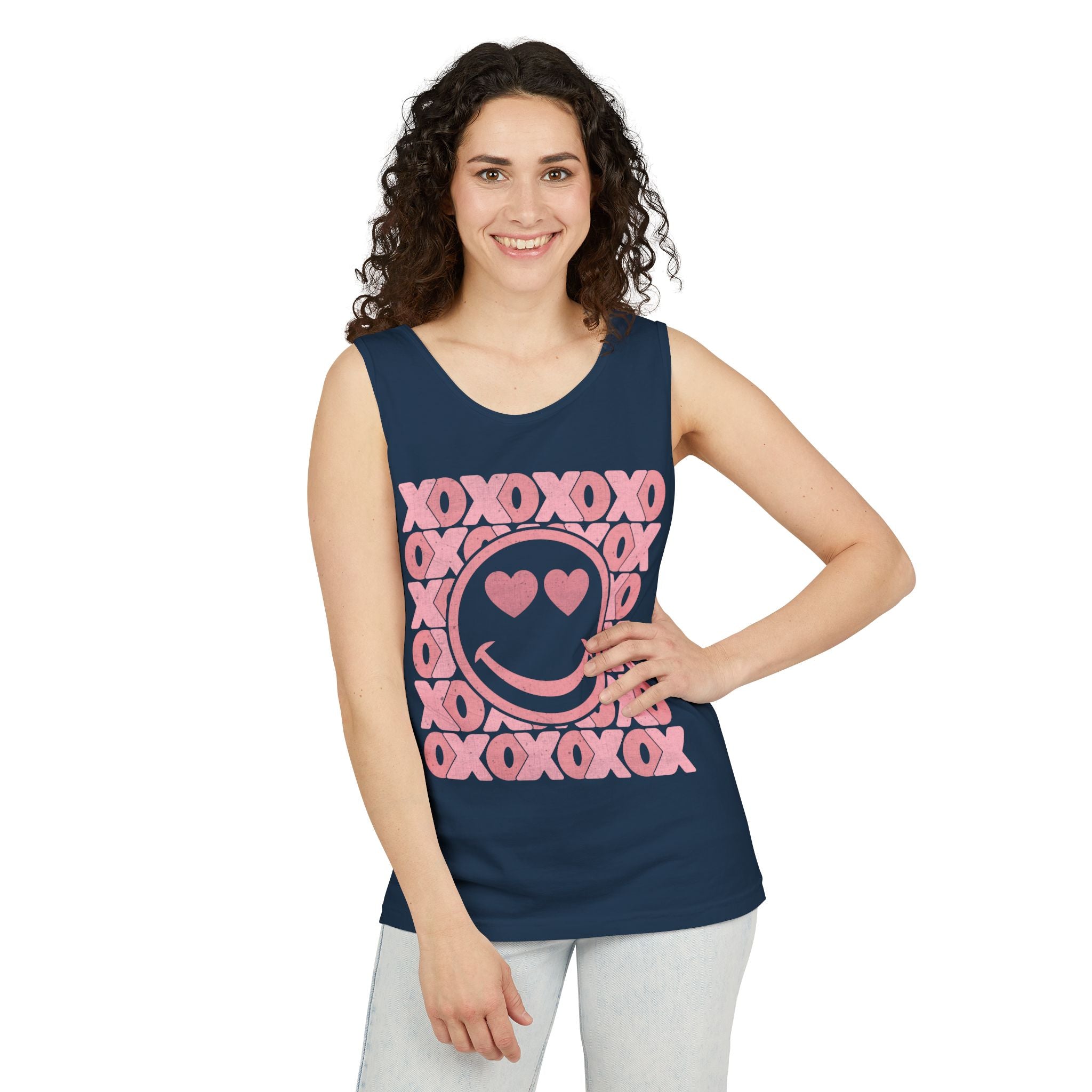 XOXO Smiley Face Tank Top, Valentine Heart Shirt, Love T-Shirt, XOXO Happy Smiley Face Tank Top, Valentines Day Gift, XOXO Heart Tee