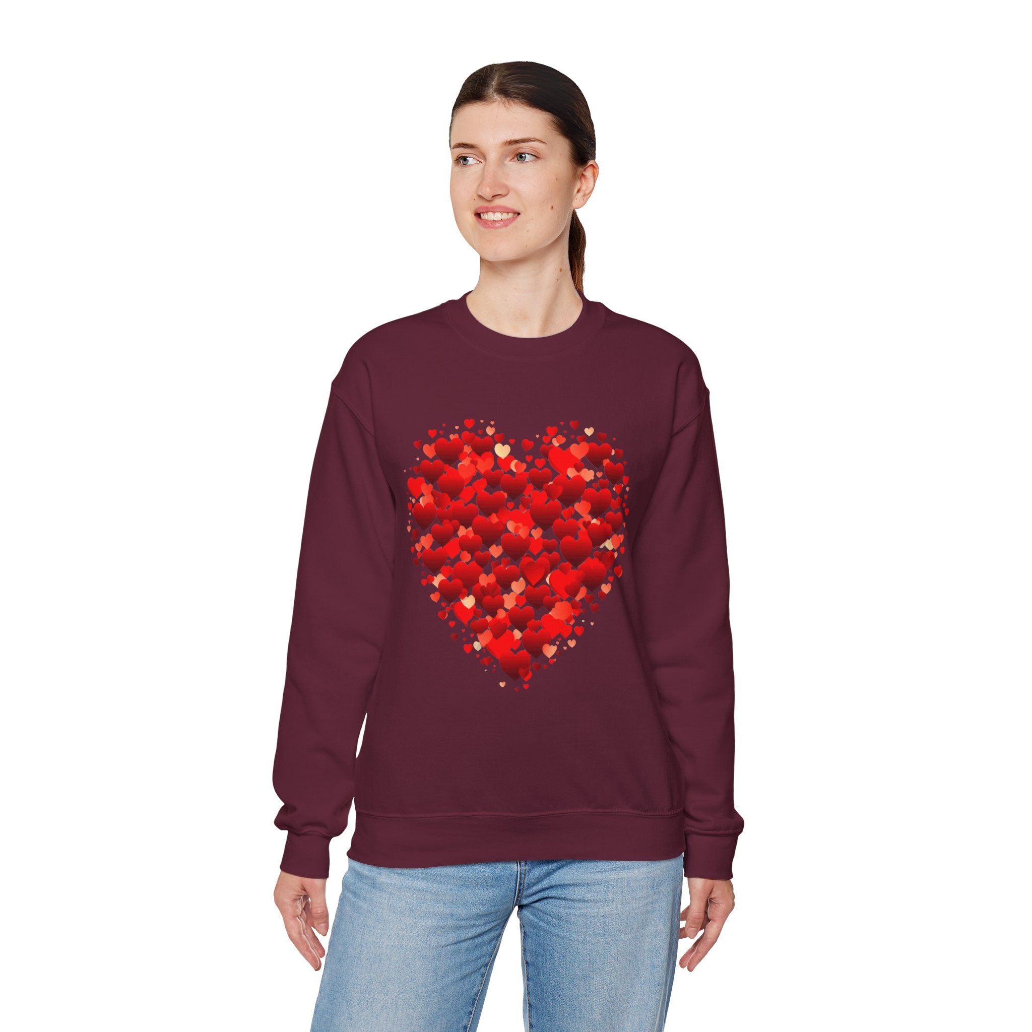 Valentines Day Cute Heart Sweatshirt, Valentines Shirt, Valentines Double Heart Sweatshirt, Red Heart Sweater, Valentines Love Shirt, Love Sweater