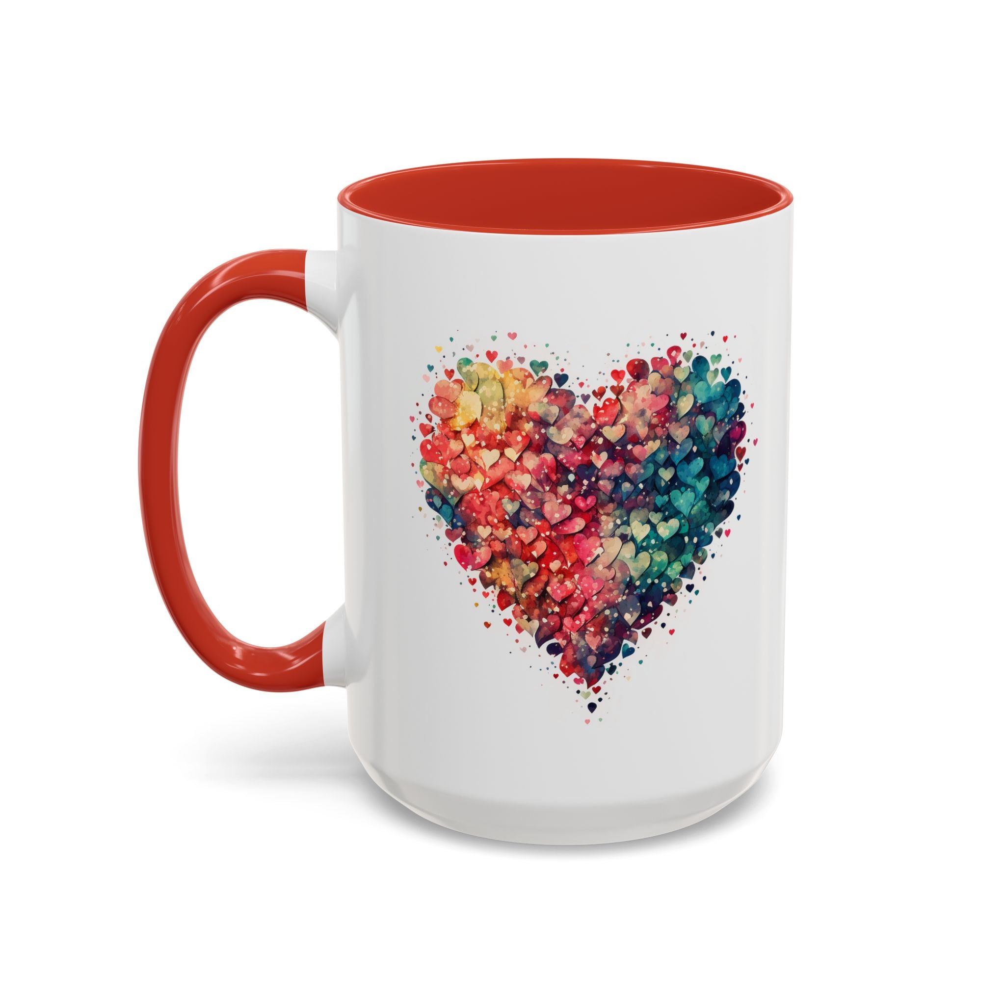 Watercolor Heart Coffee Mug, Heart Mug, Two-Tone Coffee Mugs, 11oz & 15oz Mug, Watercolor Heart Mug