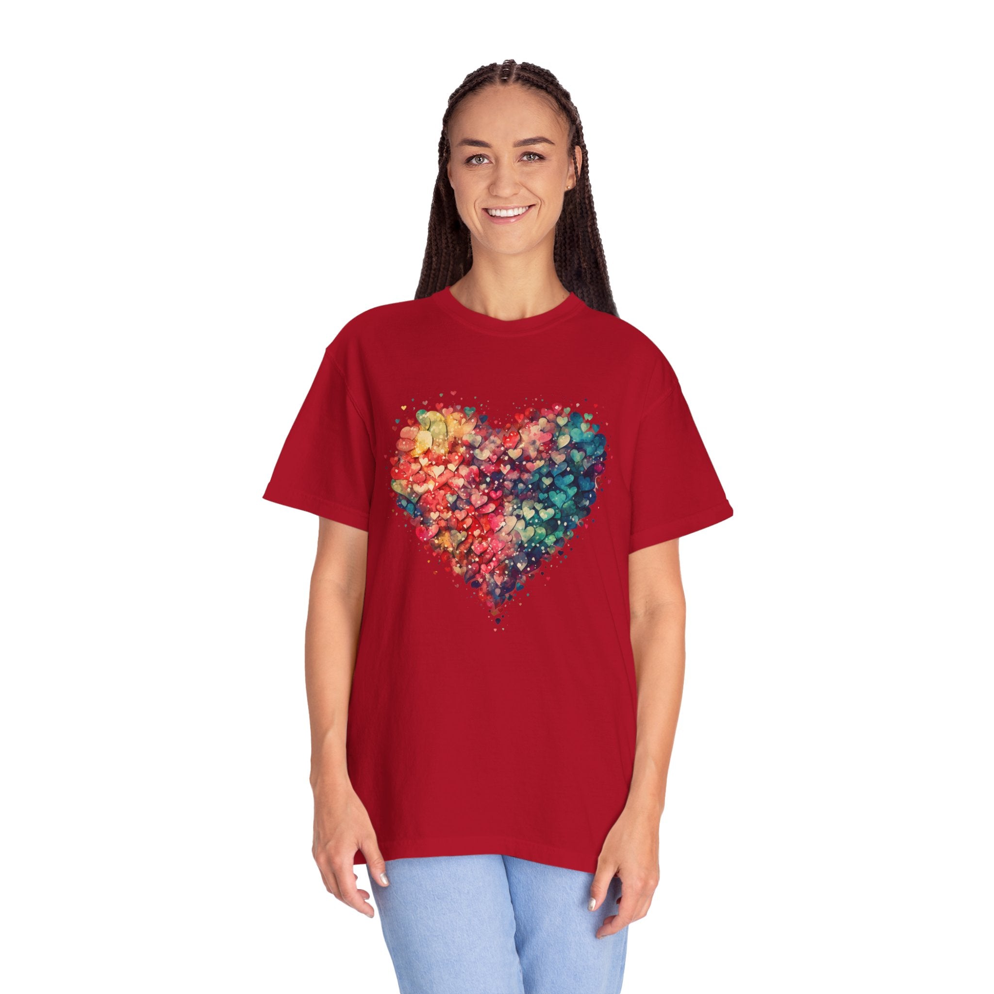 Valentines Watercolor Hearts Shirt, Comfort Color Valentines Day Shirt, Womens Valentines Day Gift, Cute Heart Valentines Love Shirt