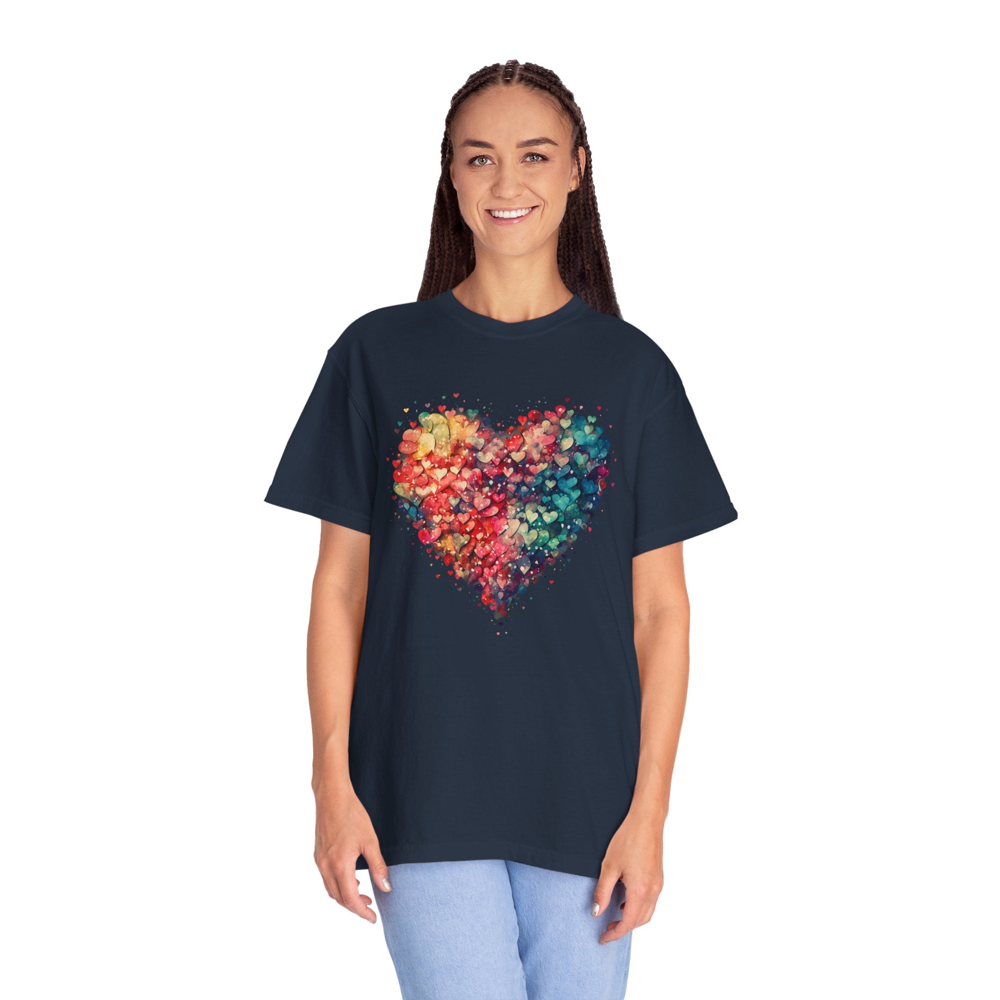 Valentines Watercolor Hearts Shirt, Comfort Color Valentines Day Shirt, Womens Valentines Day Gift, Cute Heart Valentines Love Shirt