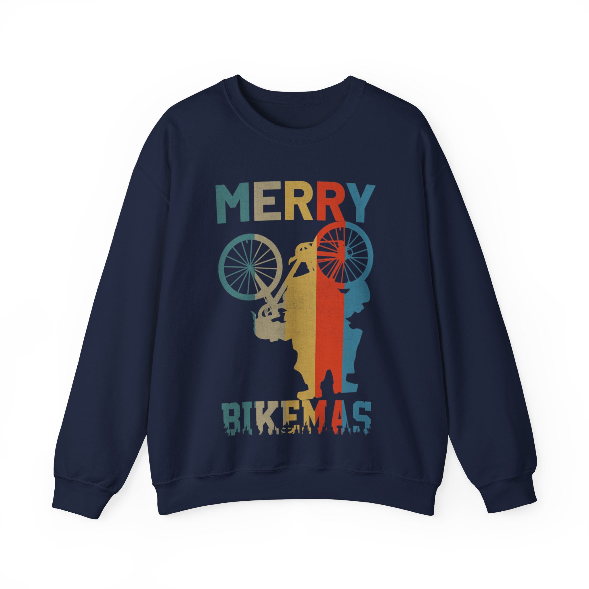 Retro Vintage Christmas Cyclist Sweatshirt, Merry Bikemas Shirt, Christmas Sweatshirt, Holiday shirt, Holiday Gifts