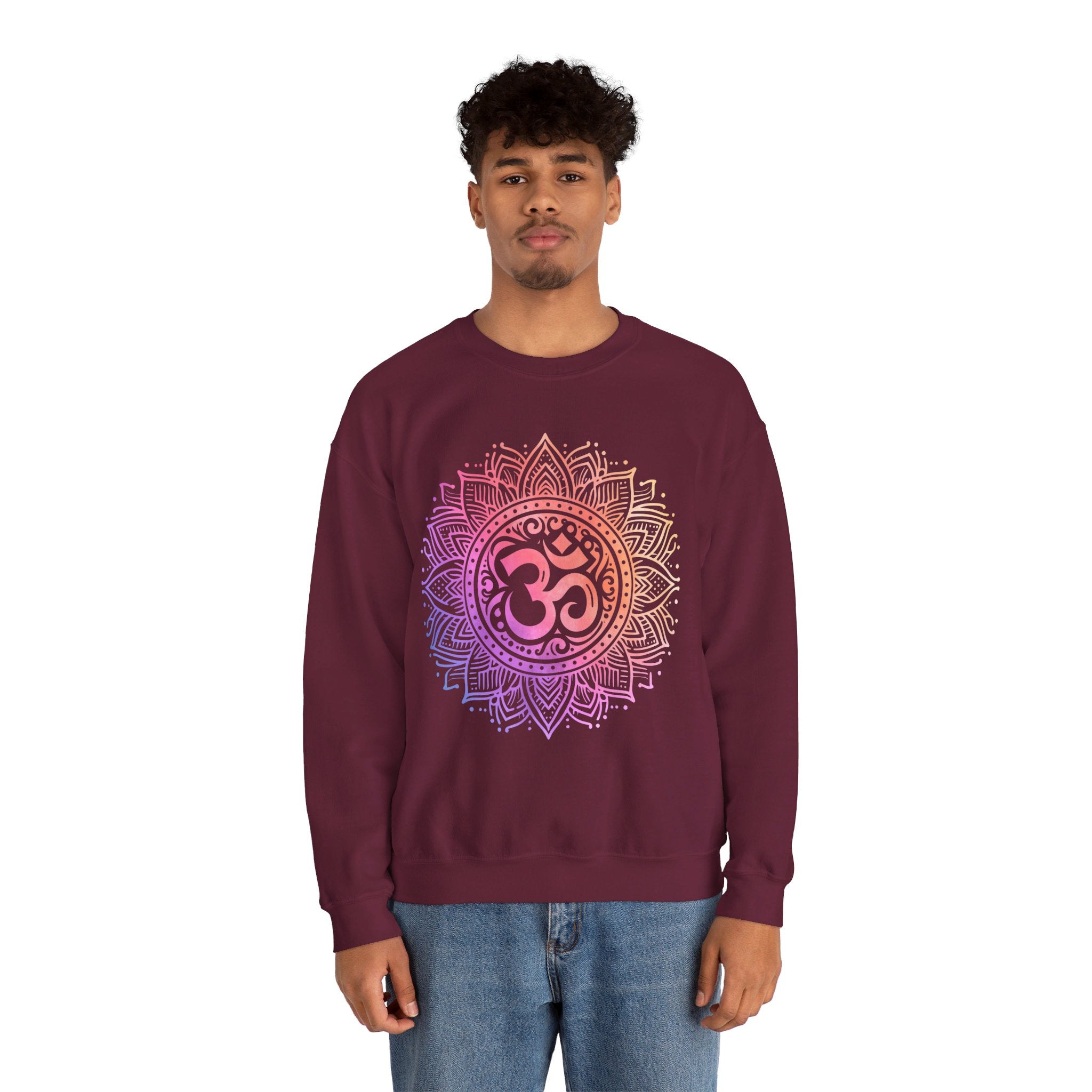 Om Mandala Sacred Geometry Sweatshirt Yoga Art Meditation Mindfulness Gift Boho Aesthetic Clothing