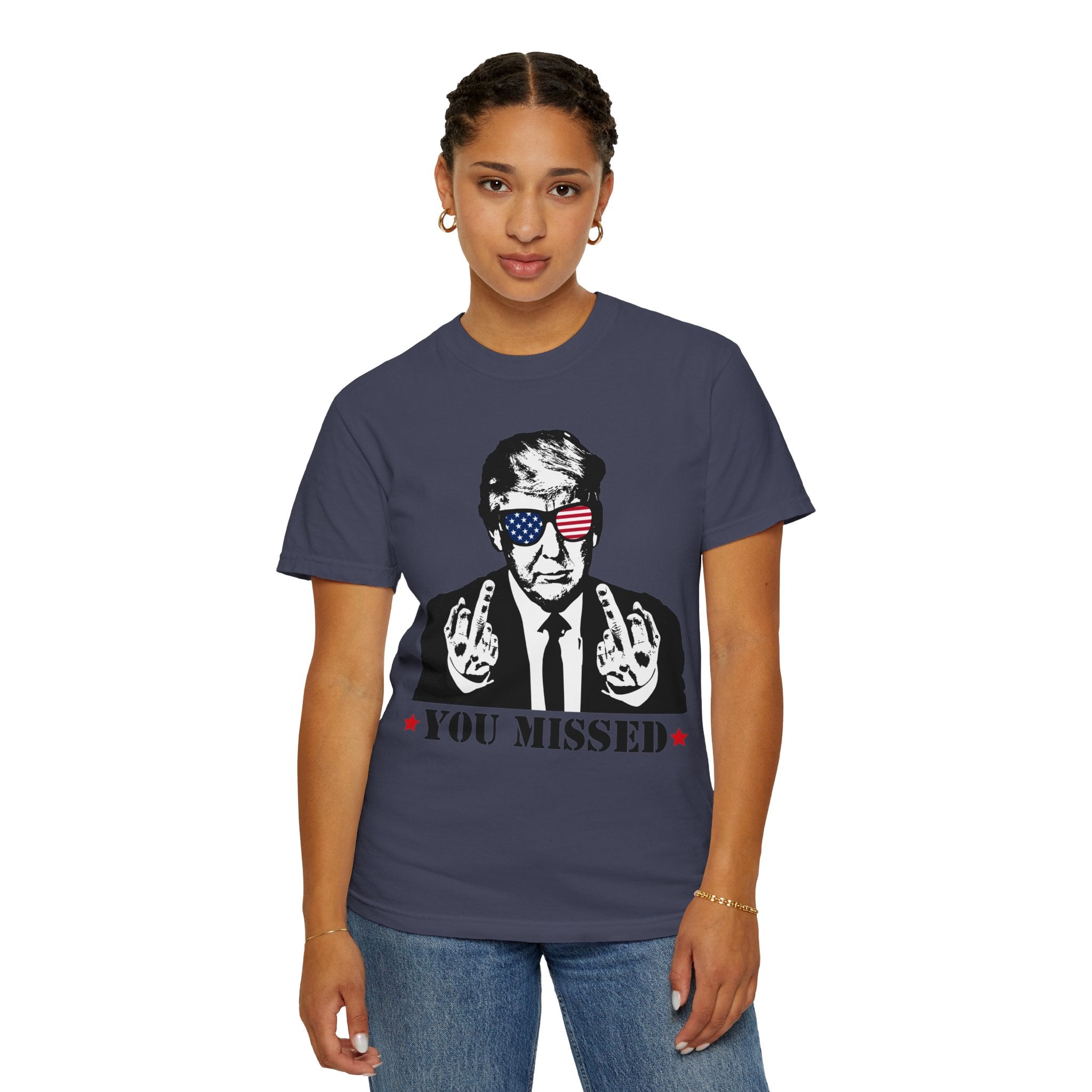 Trump Shirt, You Missed Trump Shirt, Assassination Attempt Trump T-Shirt, Middle Fingers Trump Tee, Presidential Election, Stand With Trump