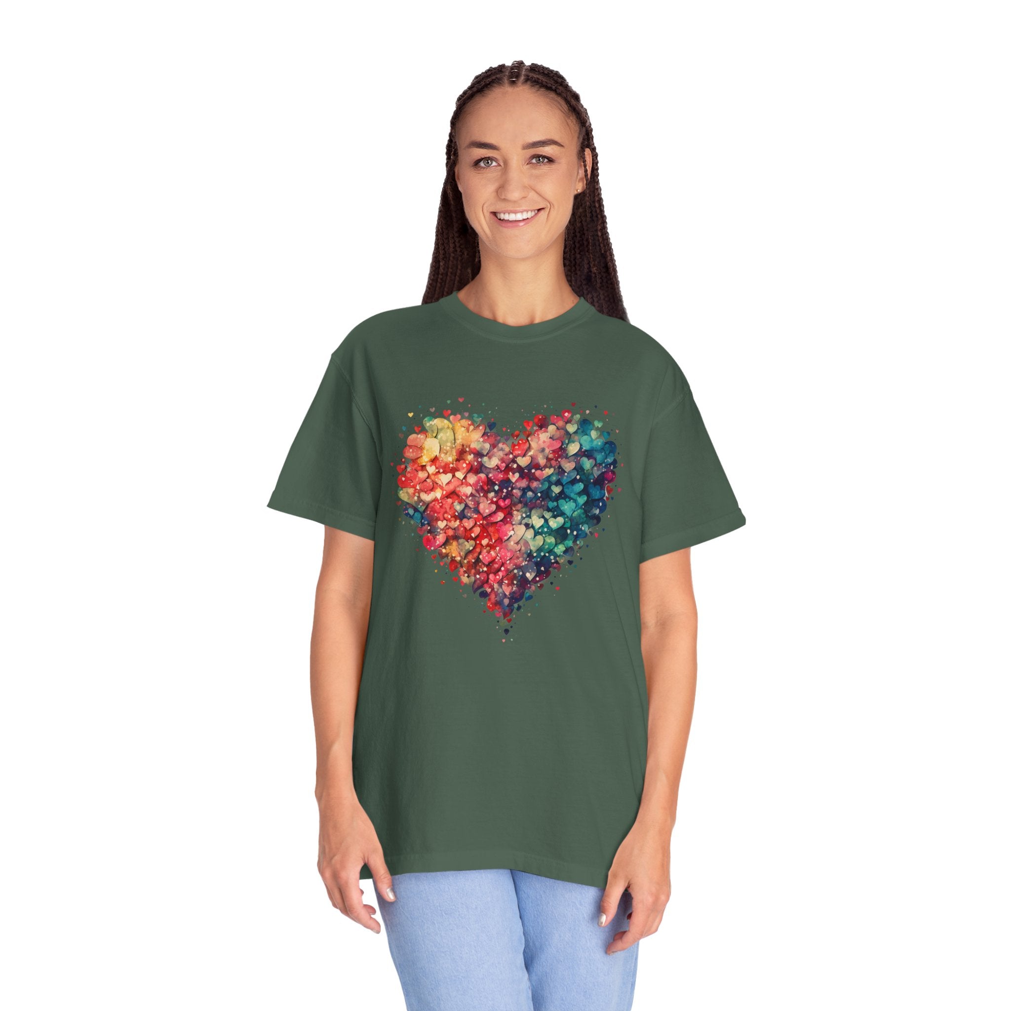 Valentines Watercolor Hearts Shirt, Comfort Color Valentines Day Shirt, Womens Valentines Day Gift, Cute Heart Valentines Love Shirt