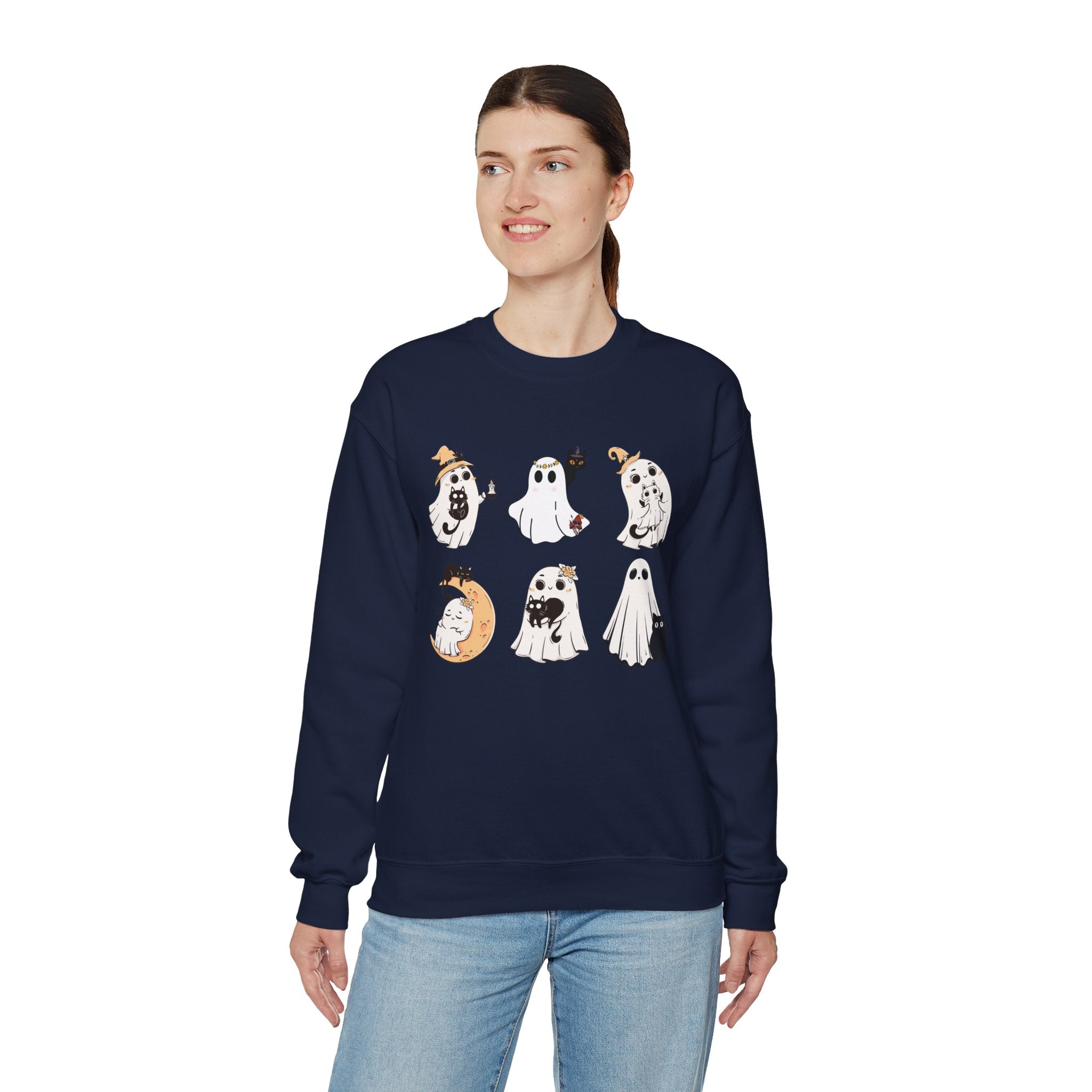 Ghost Cat Sweatshirt, Cat Halloween Shirt, Cat Ghost T-Shirt, Cat Lover Tshirt, Spooky Season Shirt, Halloween Sweater,Trendy Halloween Gift