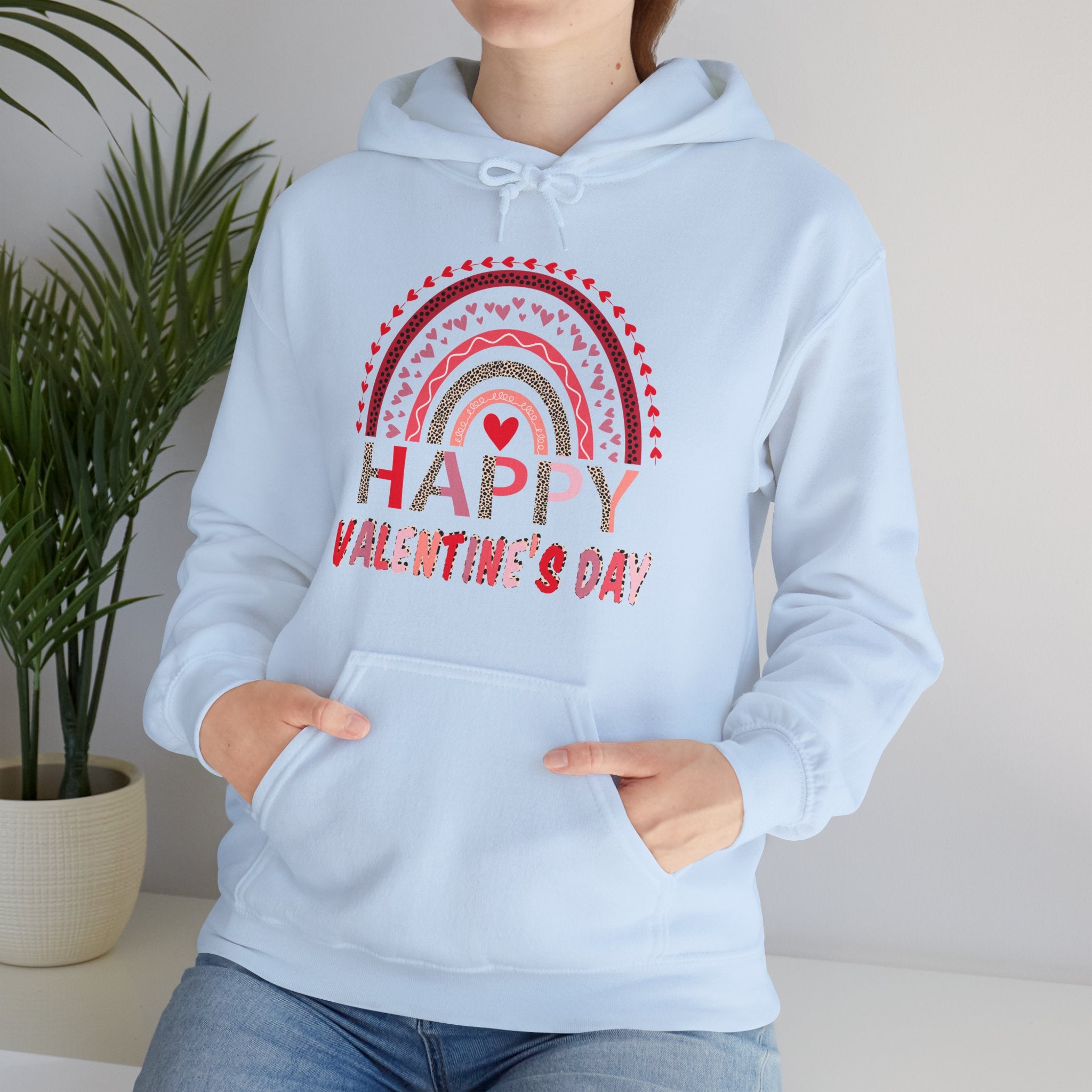 Happy Valentines Day Leopard Rainbow Red Women Valentine Men Hoodie Graphic Print Hooded Sweatshirt