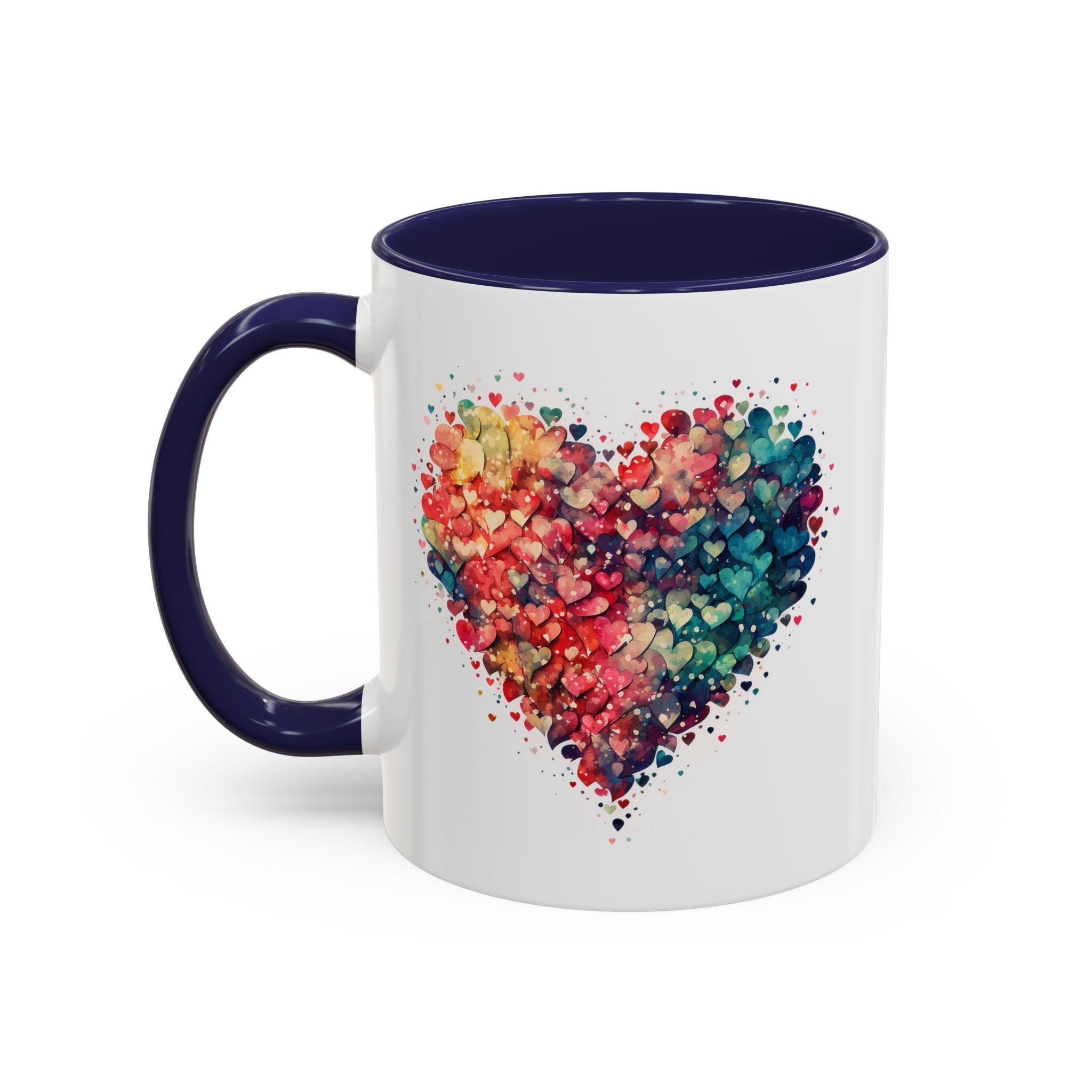 Watercolor Heart Coffee Mug, Heart Mug, Two-Tone Coffee Mugs, 11oz & 15oz Mug, Watercolor Heart Mug
