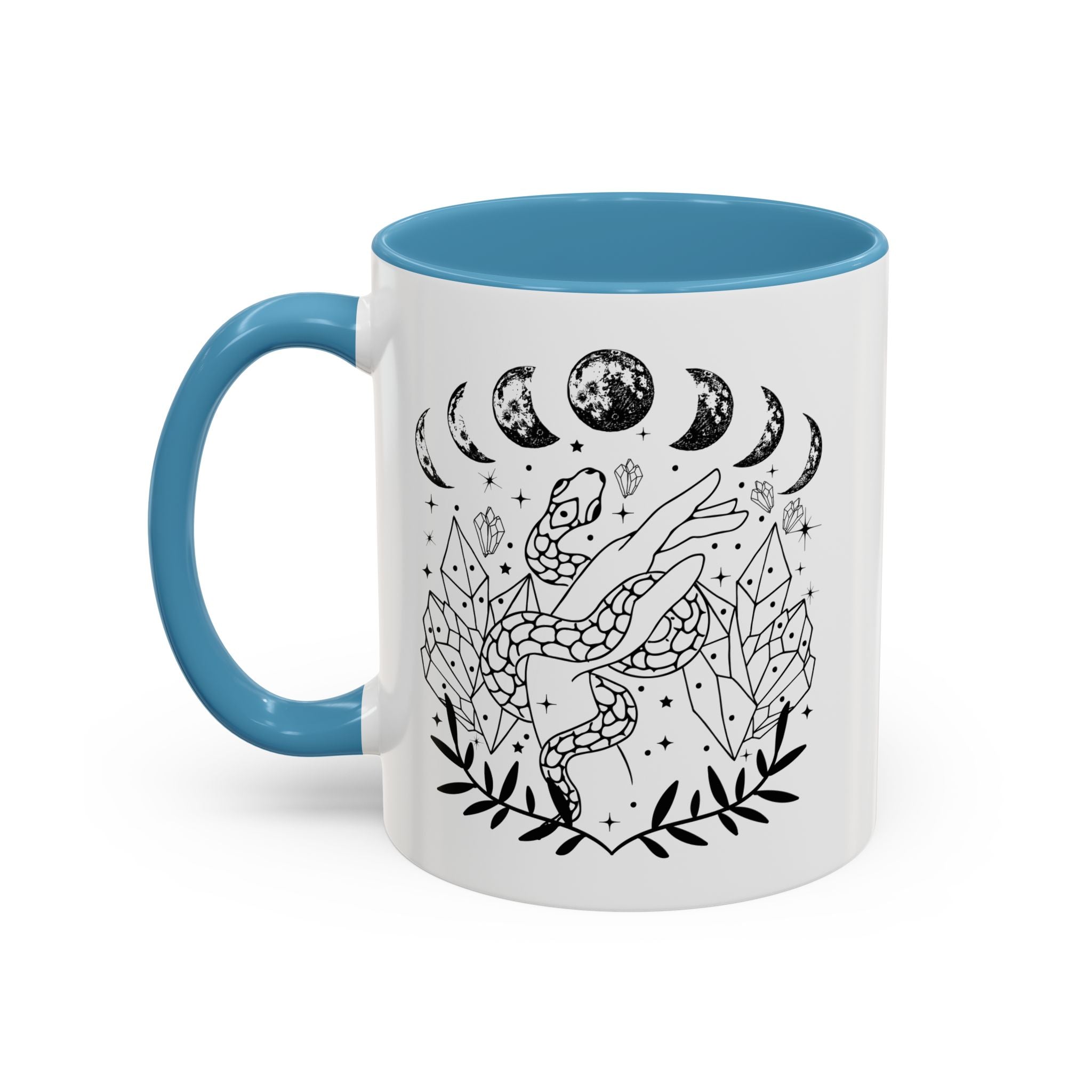 Celestial Snake Coffee Mug, Moon Phase Snake Mug, Coffee Mug, Unique Mystic Coffee Cup