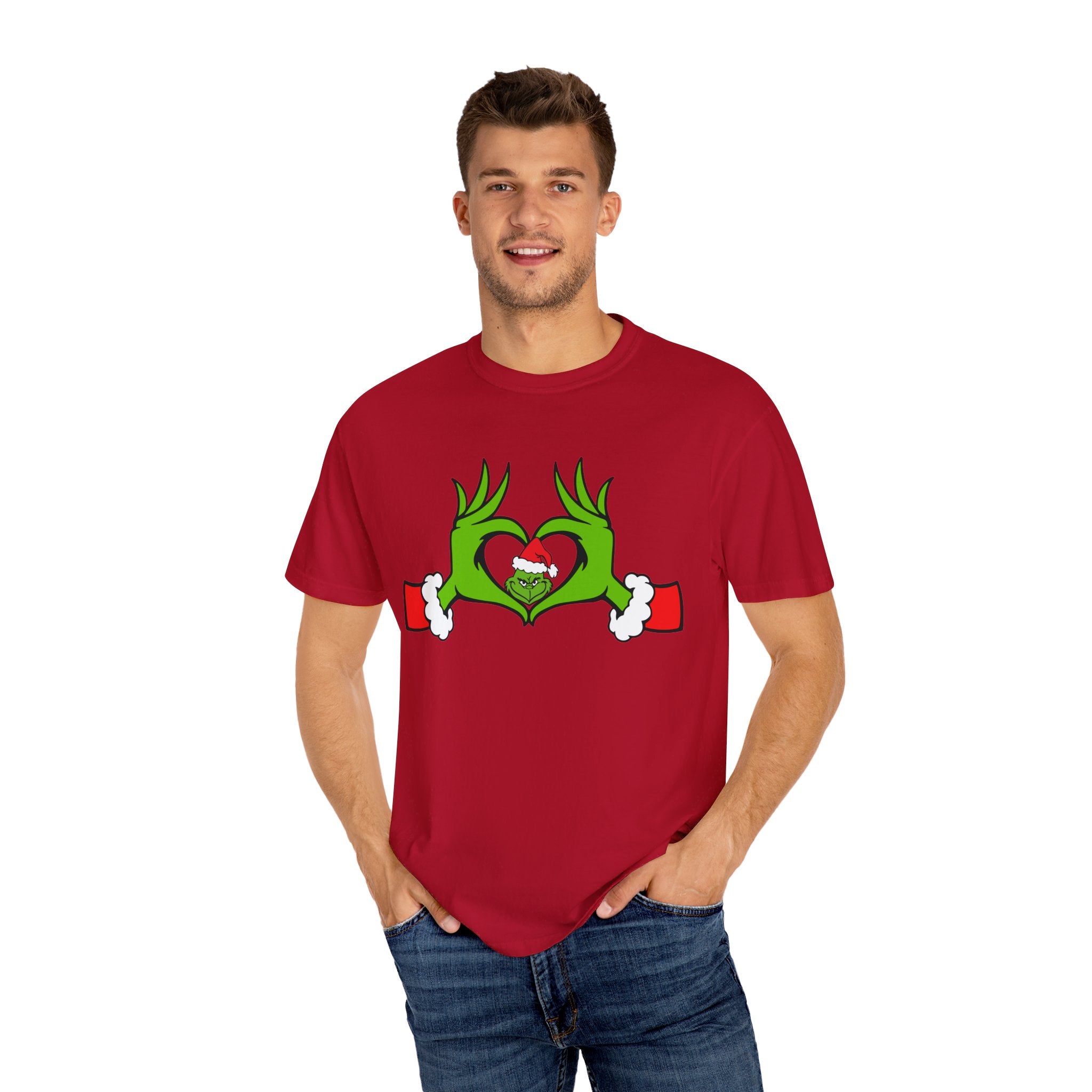 Grinch Heart Hands Graphic Tees, Grinch T-Shirt, Christmas Shirt, Xmas Clothing, Holiday T Shirts, Christmas Gifts, Christmas Party Shirt, Grinchmas T-shirt