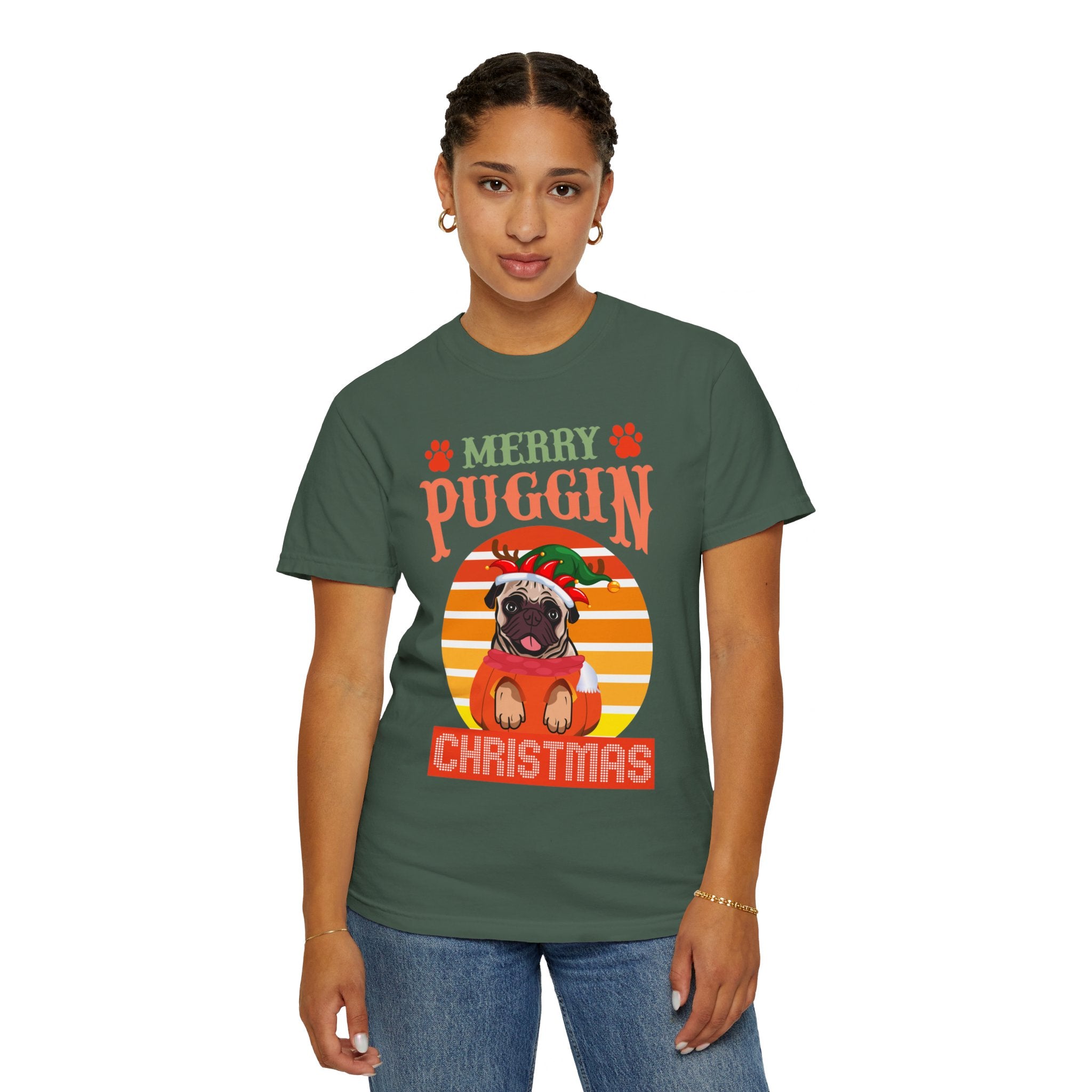 Merry Puggin Christmas Tshirt, Holiday Santa Pug Shirt, Santa Pug Shirt, Christmas Pug Shirt, Pug In Santa Hat