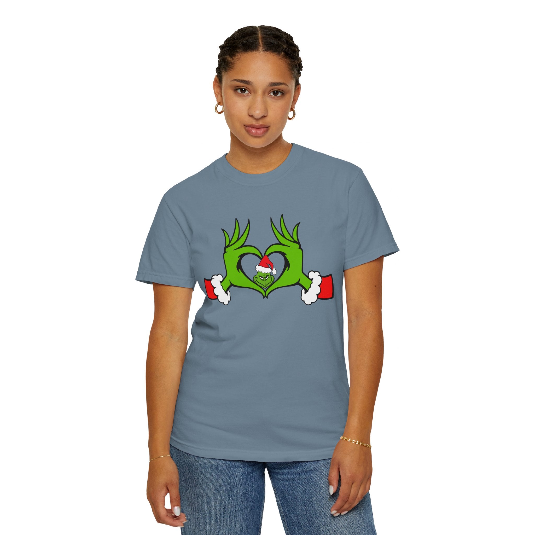 Grinch Heart Hands Graphic Tees, Grinch T-Shirt, Christmas Shirt, Xmas Clothing, Holiday T Shirts, Christmas Gifts, Christmas Party Shirt, Grinchmas T-shirt