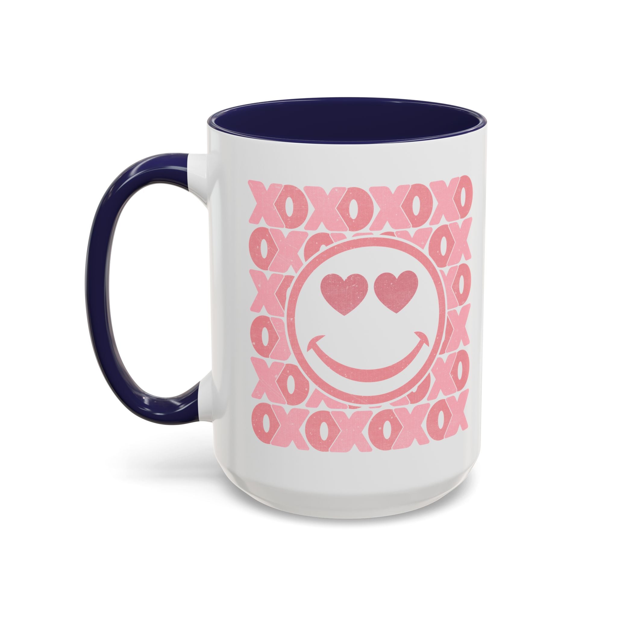 XOXO Smiley Face Coffee Mug, Pink Smiley Face Mug, Valentines Decor, Galentines gift, XOXO Coffee Cup, Party Favors, Cute Coffee Mug