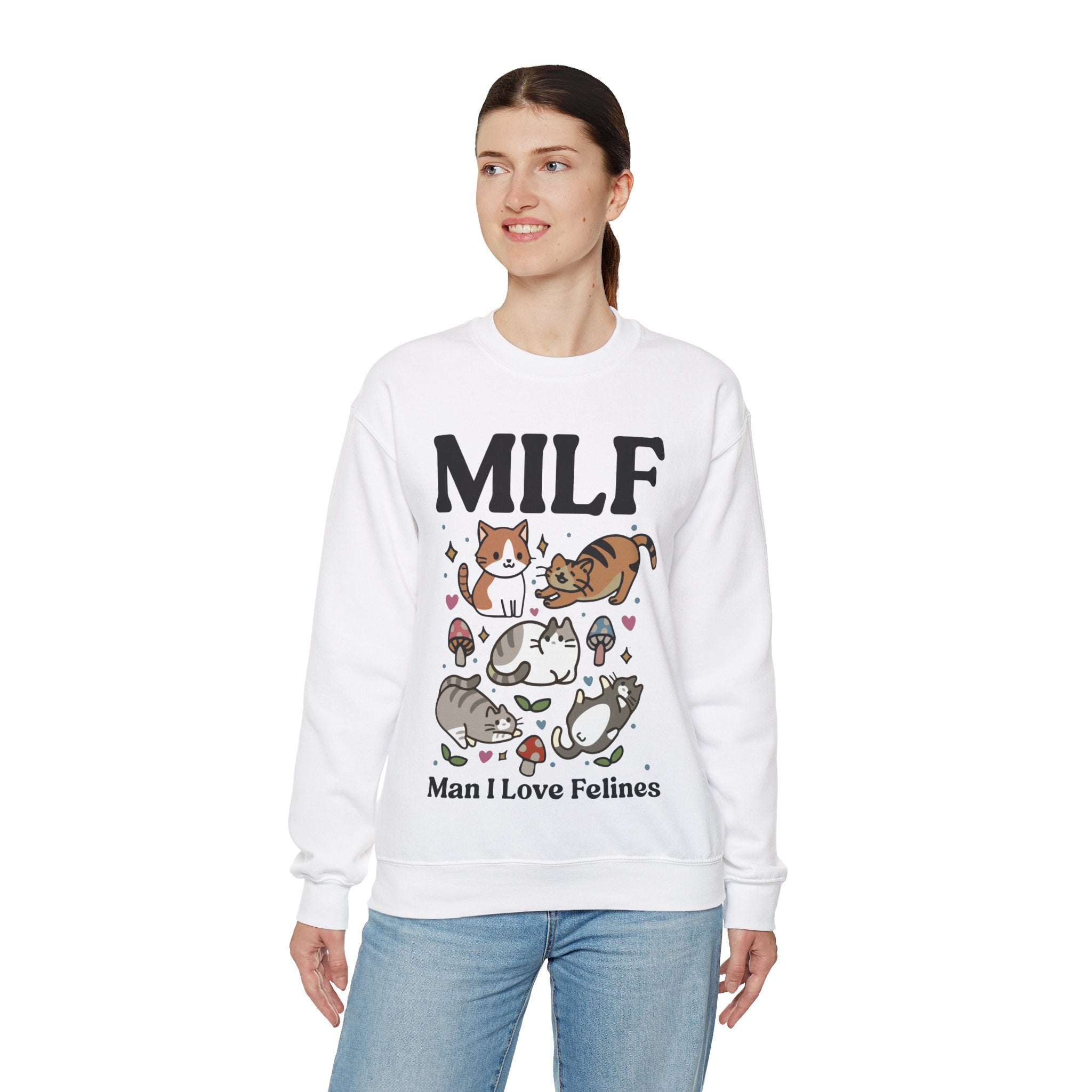 MILF Funny Sweatshirt, Man I Love Felines, Cat Lover Gift, Cat Lover Shirt, Cat Person Gifts, Cat Person Shirt, Mom Shirt Gift, Retro Cat Sweater