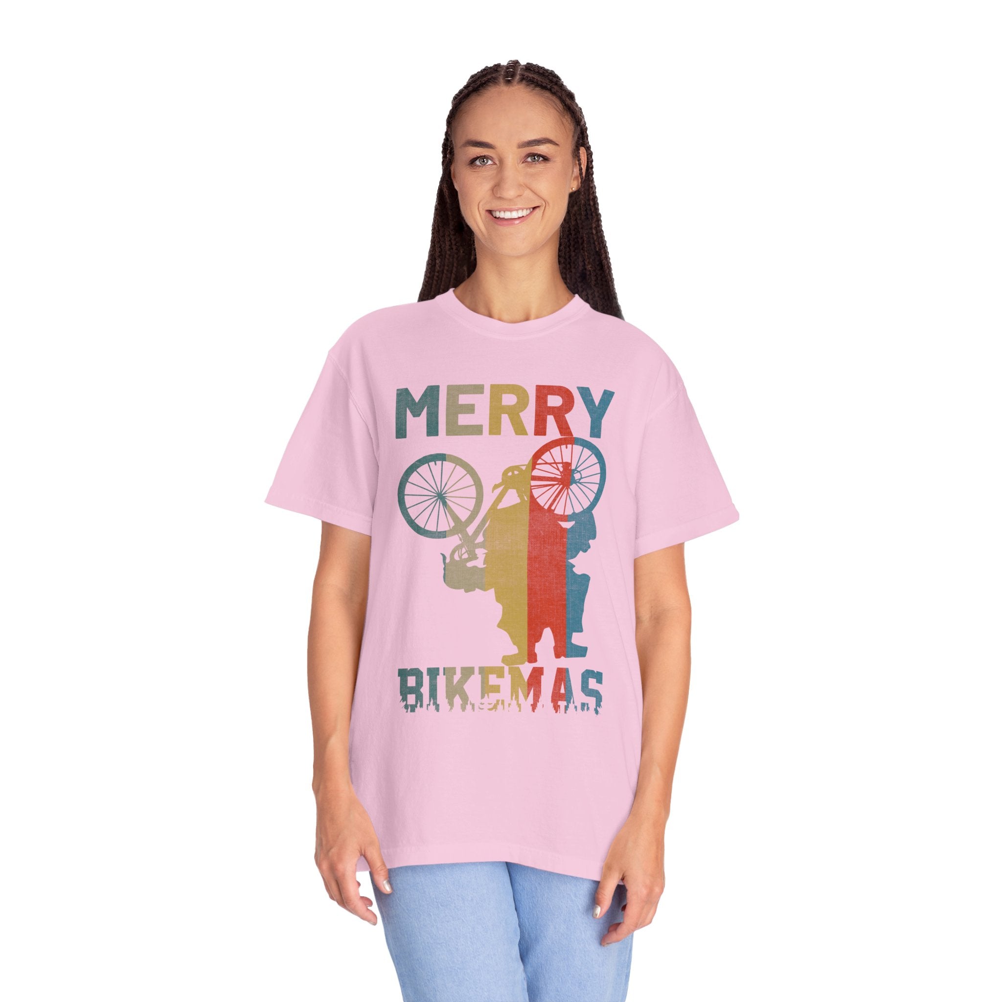 Retro Vintage Christmas Cyclist Shirt, Merry Bikemas Tshirt, Christmas shirt, Holiday shirt, Holiday Gifts