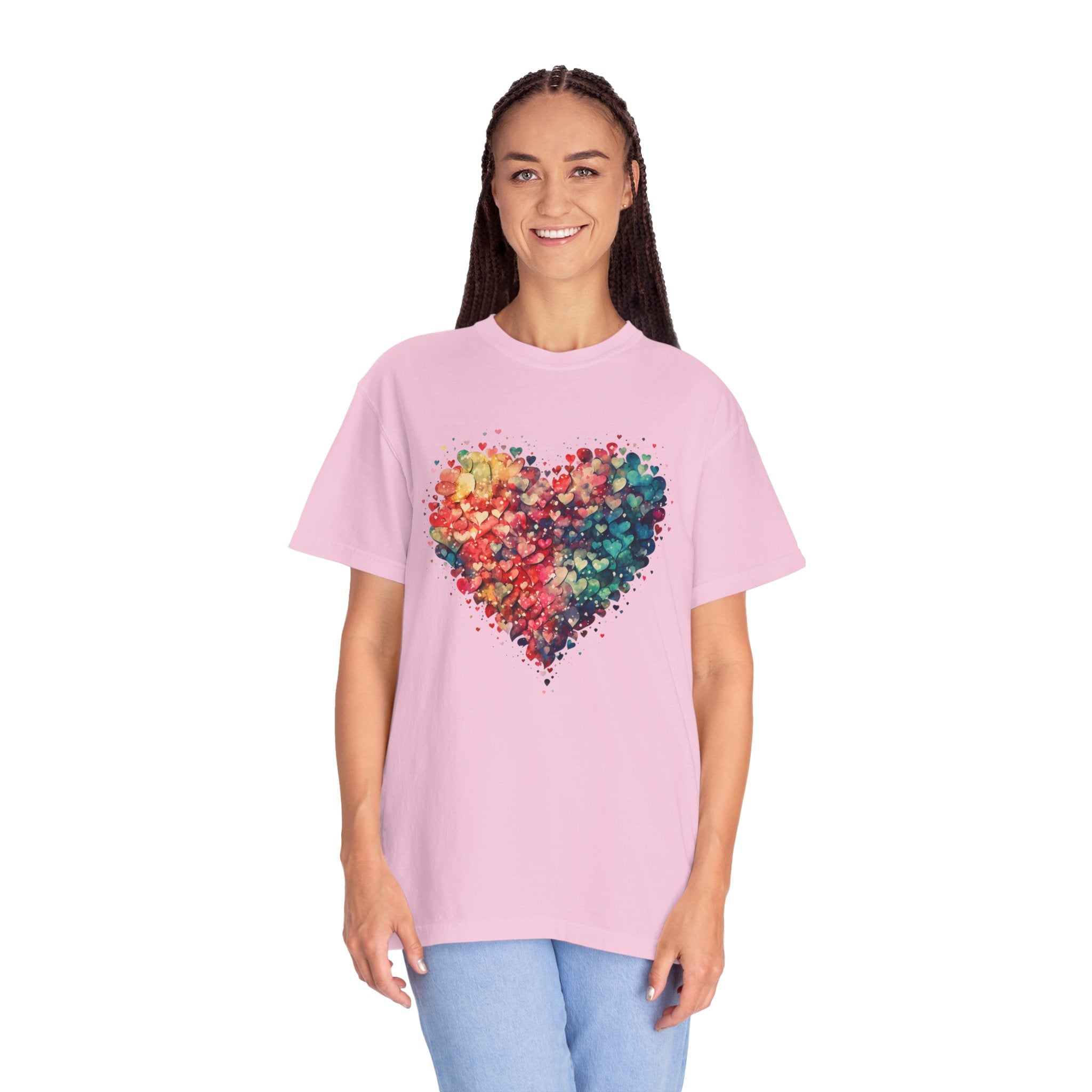 Valentines Watercolor Hearts Shirt, Comfort Color Valentines Day Shirt, Womens Valentines Day Gift, Cute Heart Valentines Love Shirt