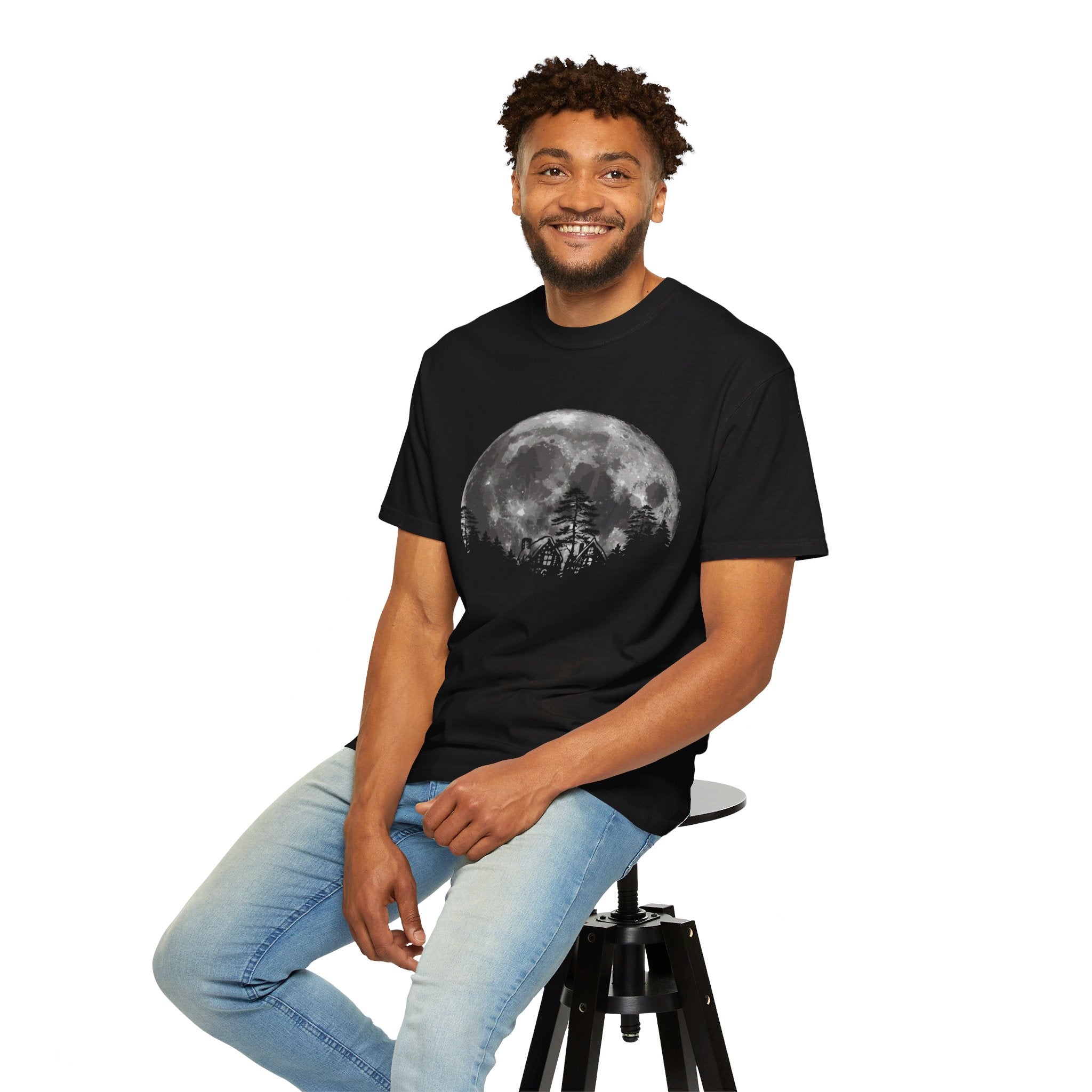 Men’s Graphic Tees, Moon & Cabin, Moon T Shirt, Men Printed TShirt Men’s/Unisex, Nature Gifts for Men, Astronomy Gifts