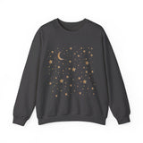 Unisex Moon And Starts Celestial Sweatshirt, Boho Moon And Stars Shirt, Gold Stars Shirt, Mystical Moon And Stars Shirt, Astronomy Shirt