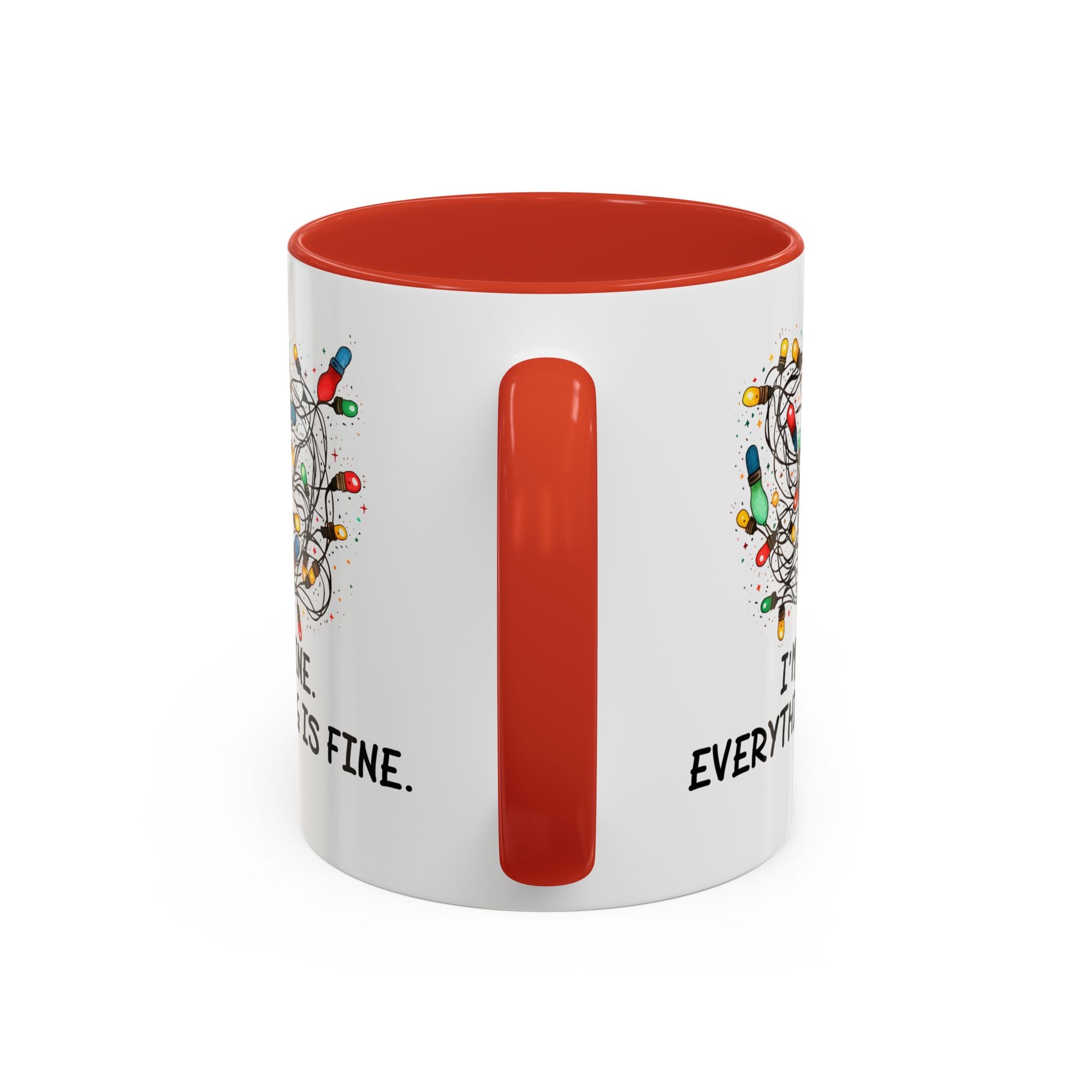 I'm Fine Everything Is Fine Christmas Mug, Christmas Lights Mug, Funny Coffee Mug, Tangled Lights, Crazy Shopping Christmas Mug, Madness