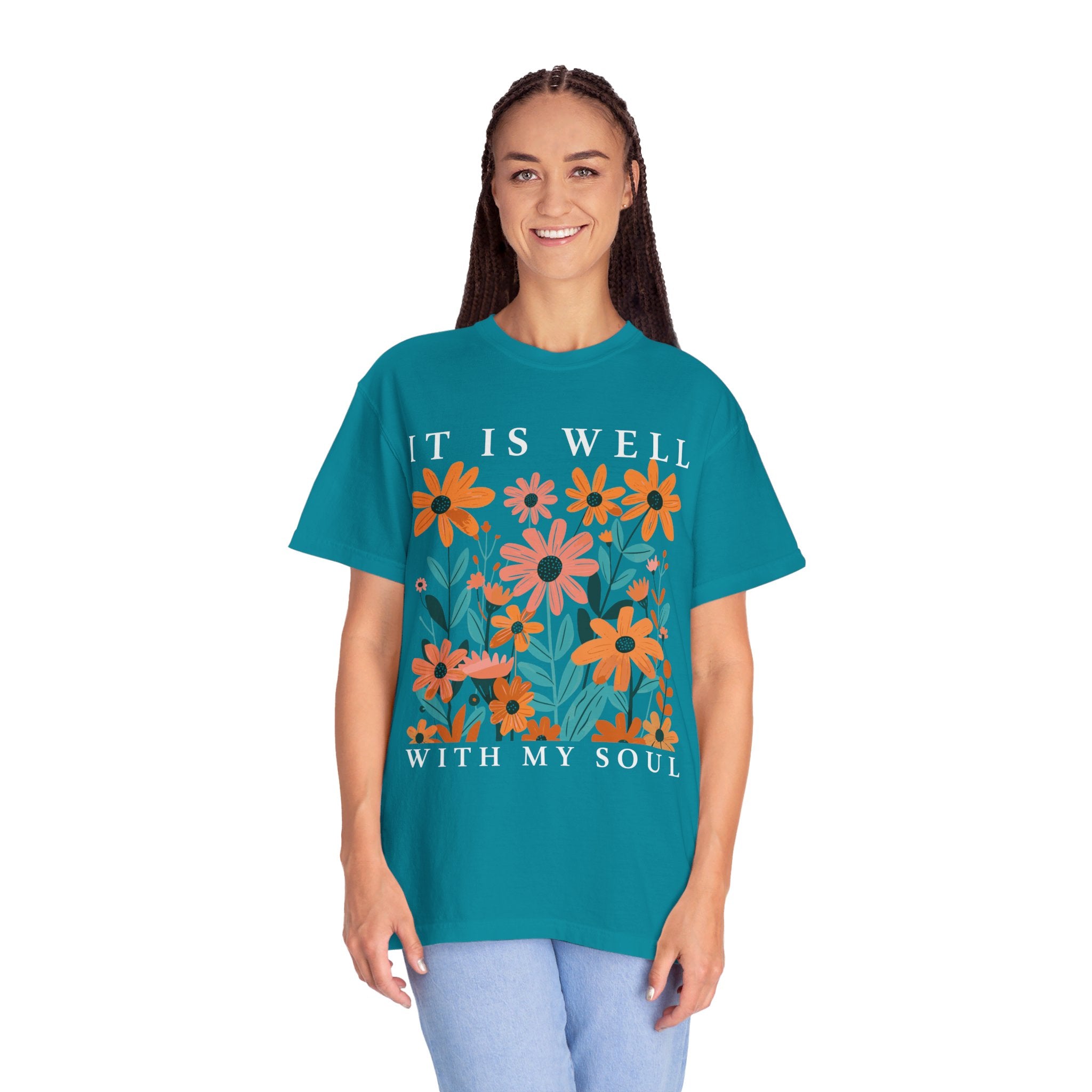 Christian Shirt, It is Well With My Soul Vintage Floral Tee, Religious Women Gift, Jesus Apparel, Bible Verse Shirt, Faith Shirt