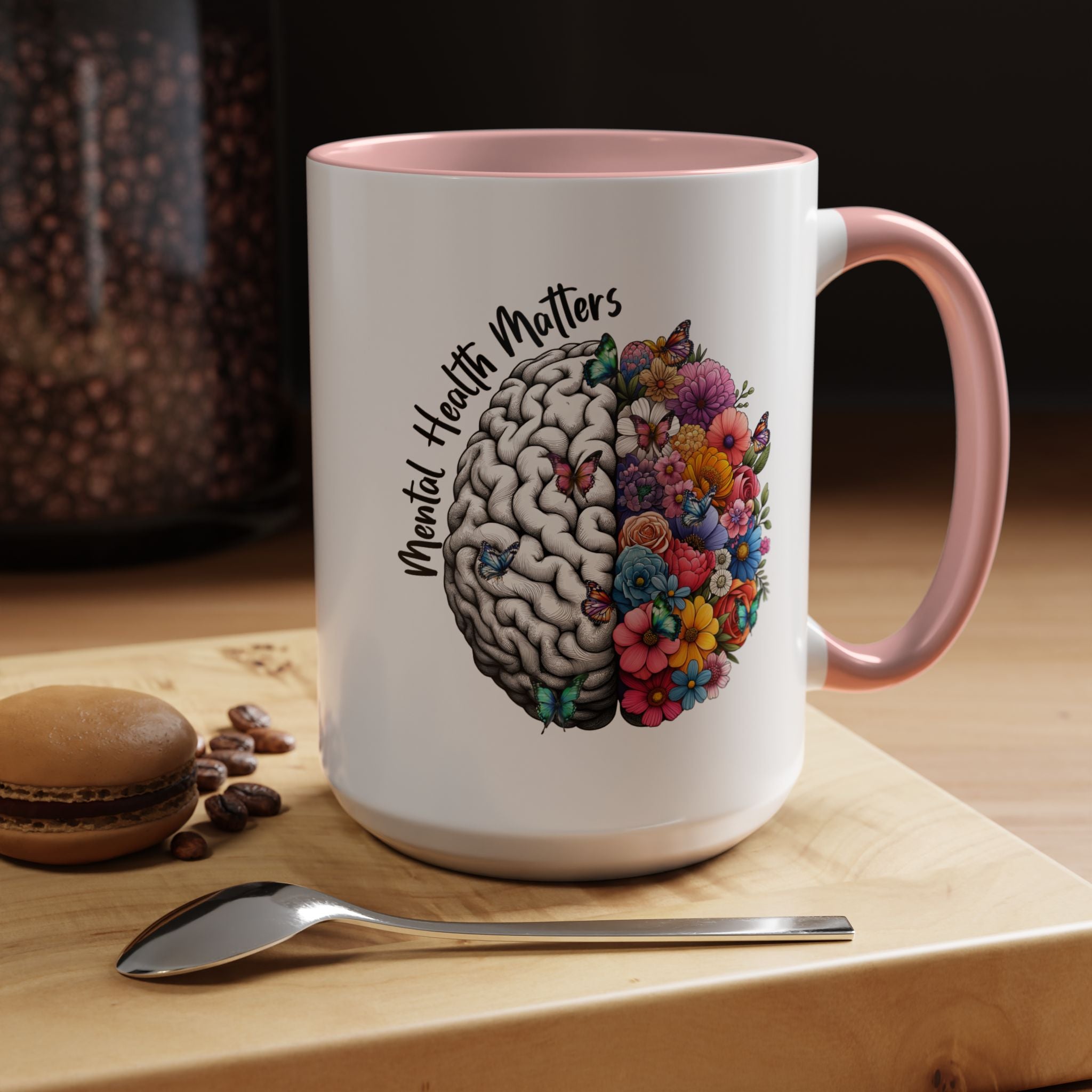 Mental Health Matters, Mental Health Coffee Mug, School Psychologist Mug, Inspirational Gift, Mental Health Awareness Mug, Floral Brain Mug