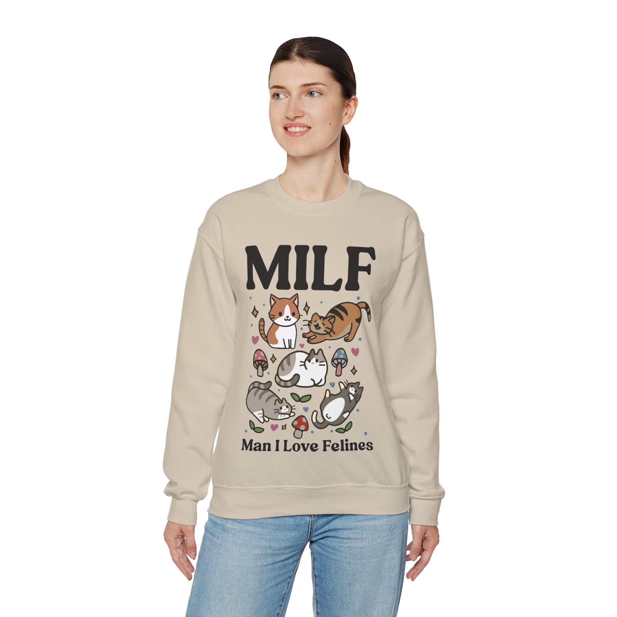 MILF Funny Sweatshirt, Man I Love Felines, Cat Lover Gift, Cat Lover Shirt, Cat Person Gifts, Cat Person Shirt, Mom Shirt Gift, Retro Cat Sweater