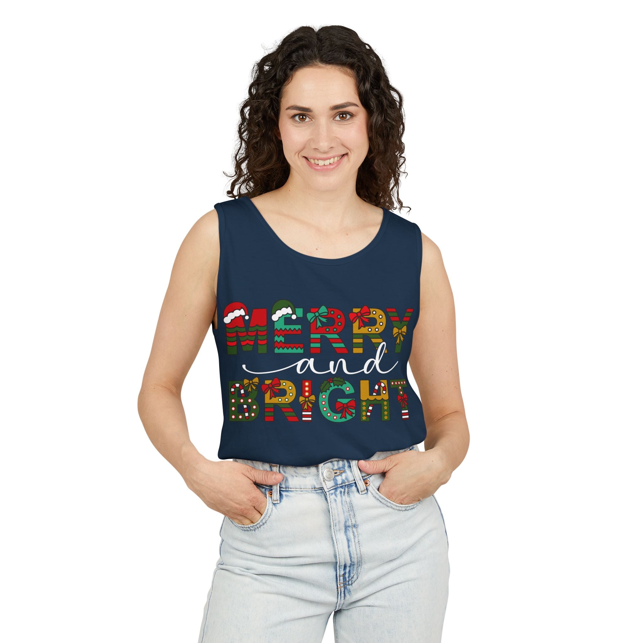 Merry and Bright Tank Top, Merry and Bright Christmas Tank Top, Holiday Shirt for Women, Unique Holiday Gift, Christmas Party Outfit, Xmas Shirts