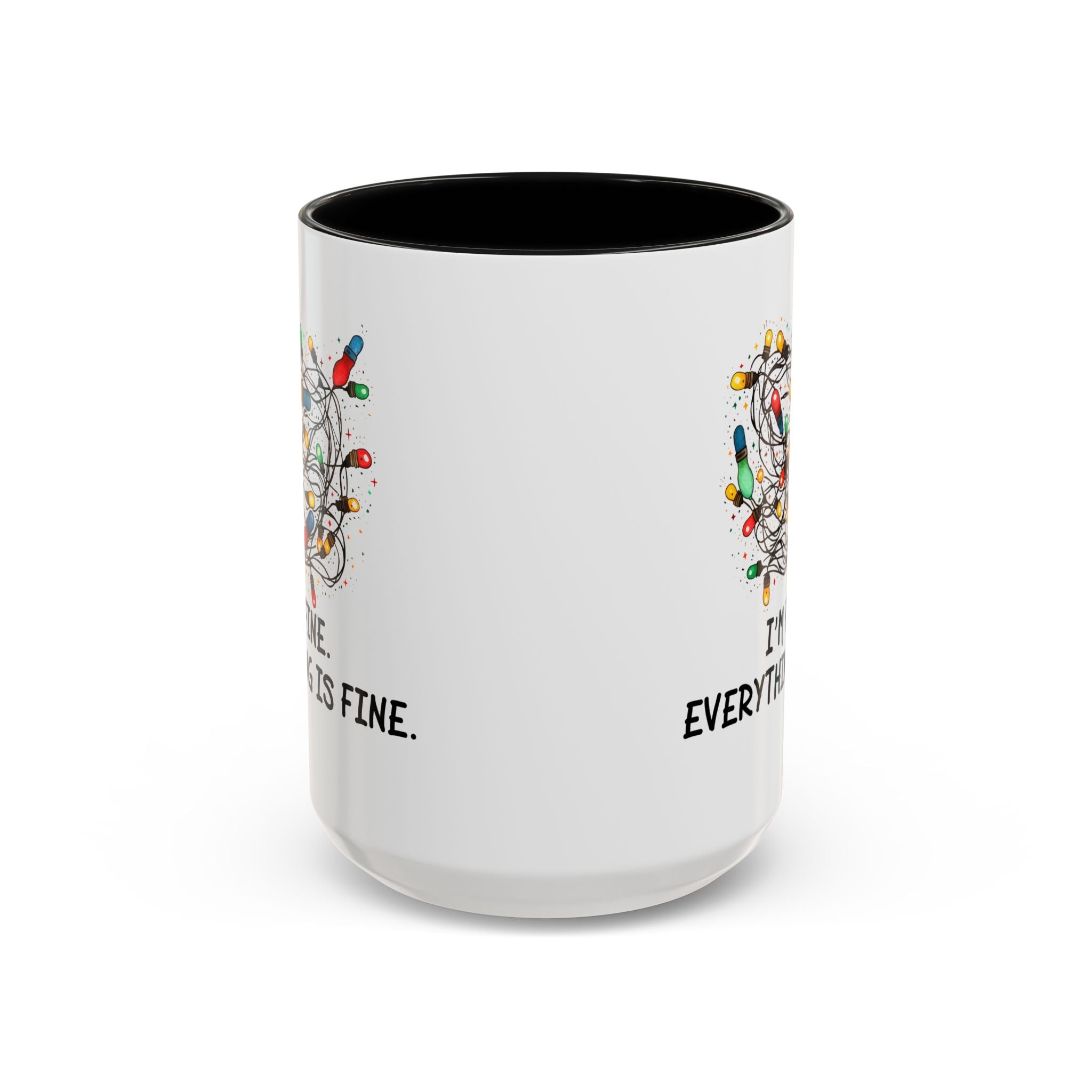 I'm Fine Everything Is Fine Christmas Mug, Christmas Lights Mug, Funny Coffee Mug, Tangled Lights, Crazy Shopping Christmas Mug, Madness