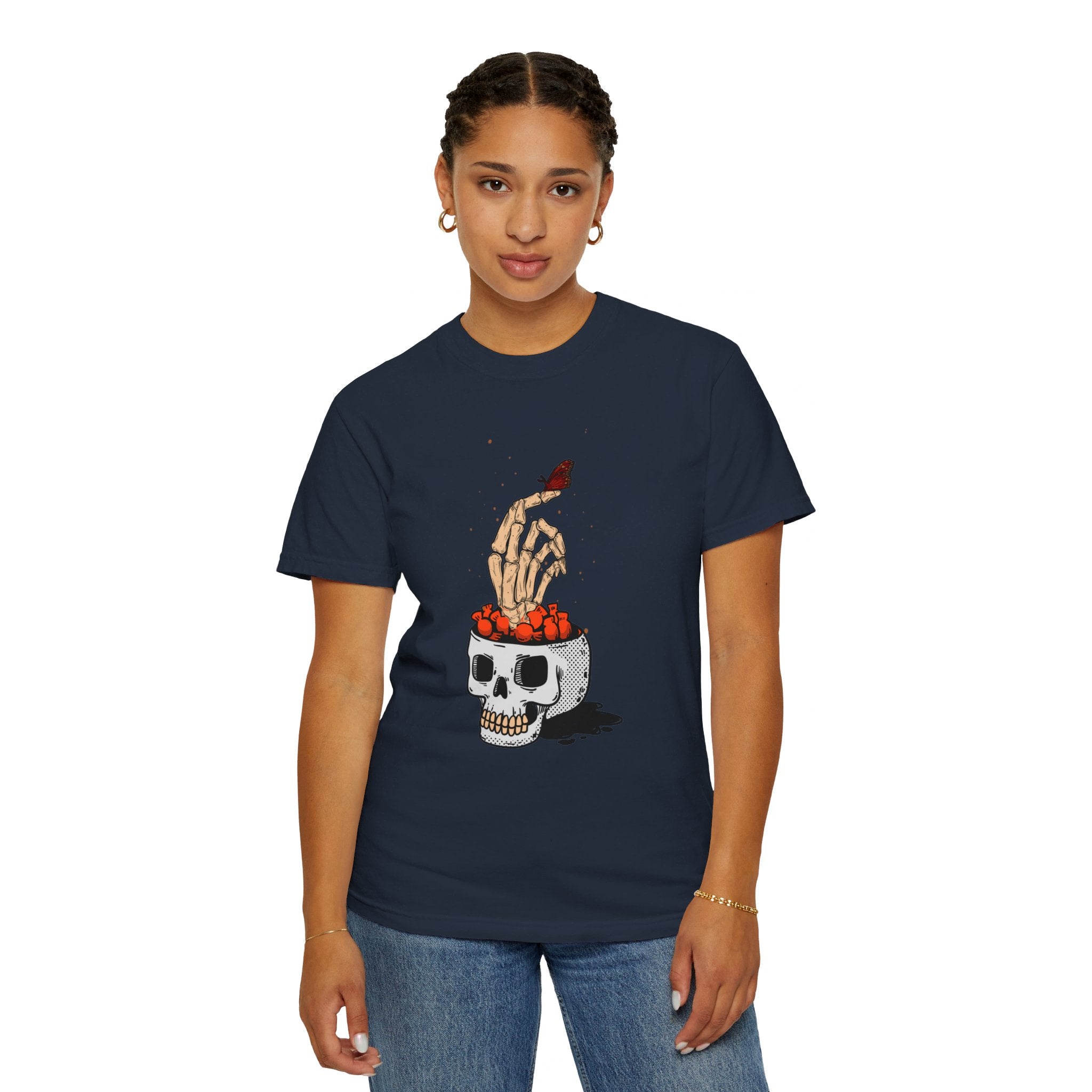 Skull skeleton hand halloween T-Shirt, Skeleton Hand T-Shirt, Skeleton Shirt, Horror Gift, Skeleton Rock Tee, Rock and Roll Shirt, Comfort Colors Shirt